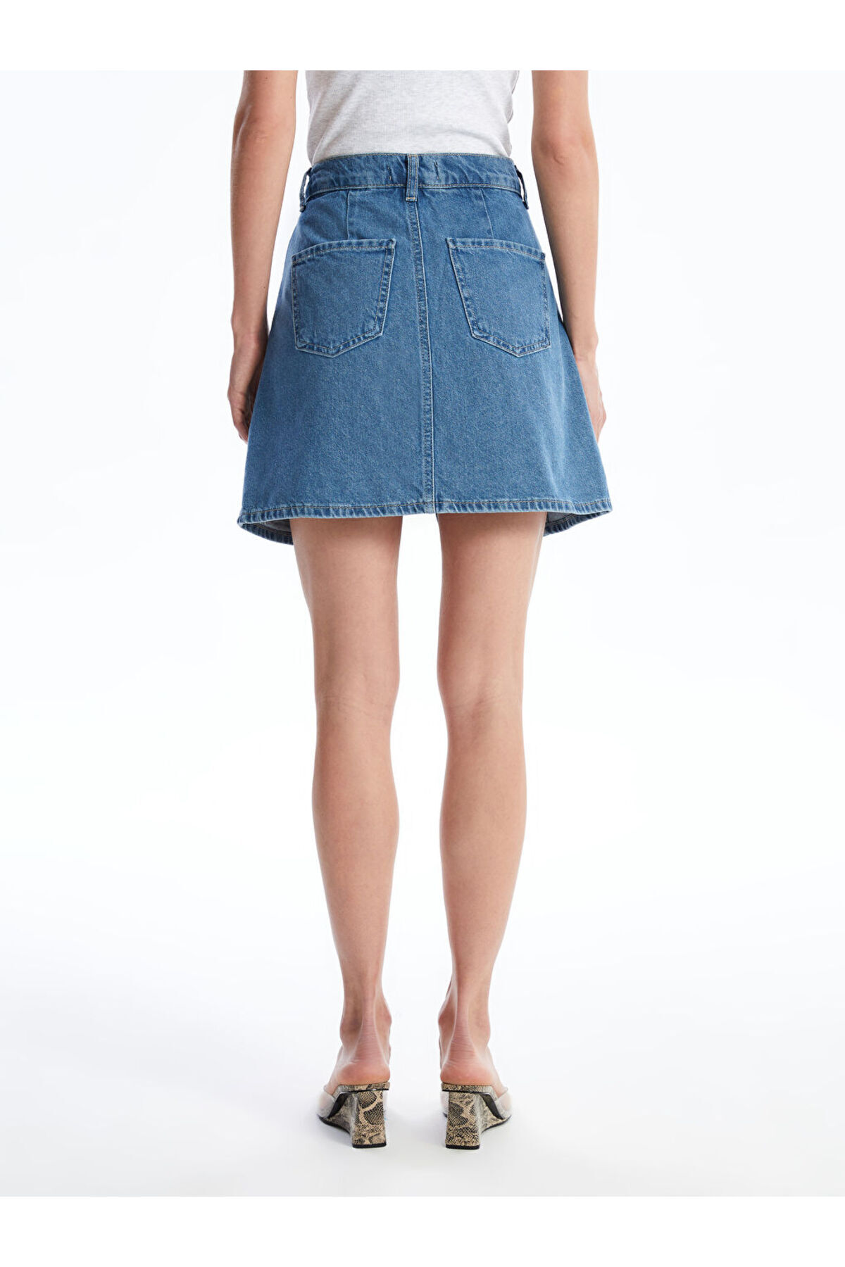 LC Waikiki-Fusta de damă cu pantaloni scurți din Jean - Standard Fit 4