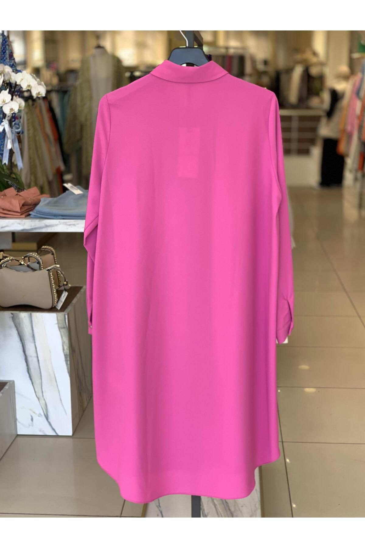 Zühre-Fuchsia Tunic - Hidden Button Detail, T-0767 3
