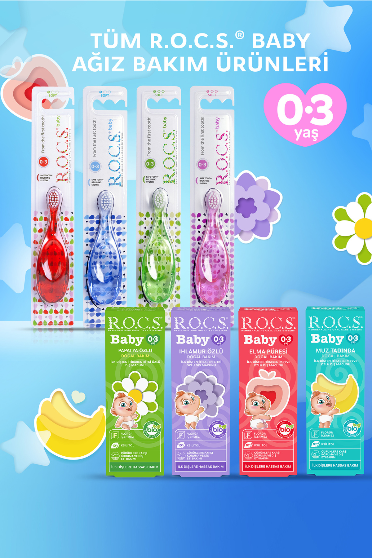 R.O.C.S. Baby 0-3 Yaş Bebek Fırçası - Mavi fotoğrafı 5 (önizleme)