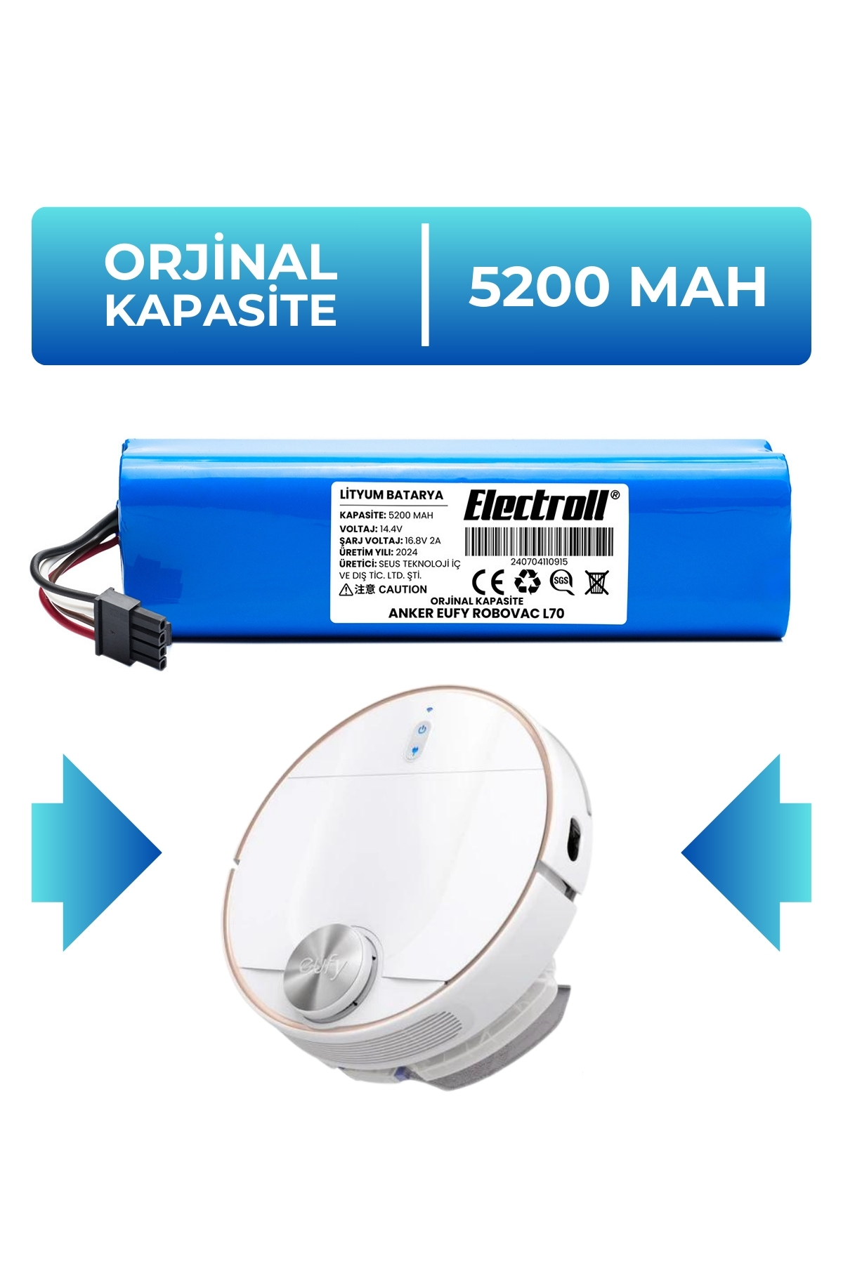 Mspalocell 6500mAh 14.4V Replacement Battery for Eufy Eufy RoboVac L70