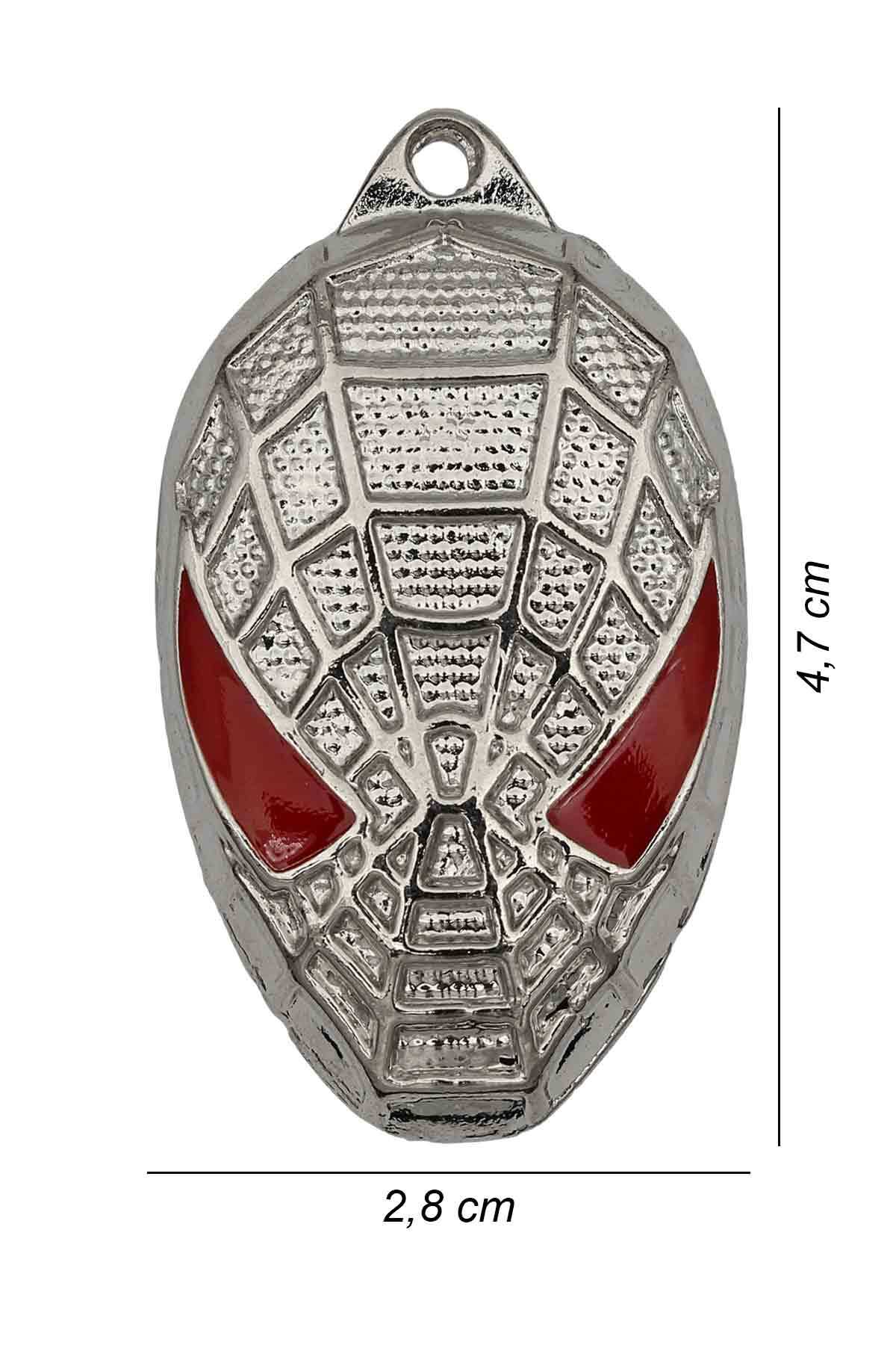Örümcek Adam Maske Spiderman Kolye - Mineli Gümüş Renk Klasik Zincirli 3
