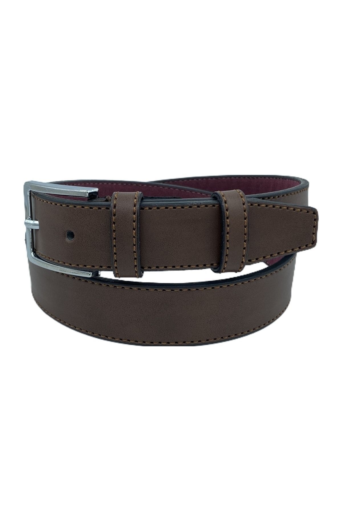 Süzer Deri-3 Pieces Black Navy Blue Brown 3 Cm Classic Faux Leather Children's Belt 5