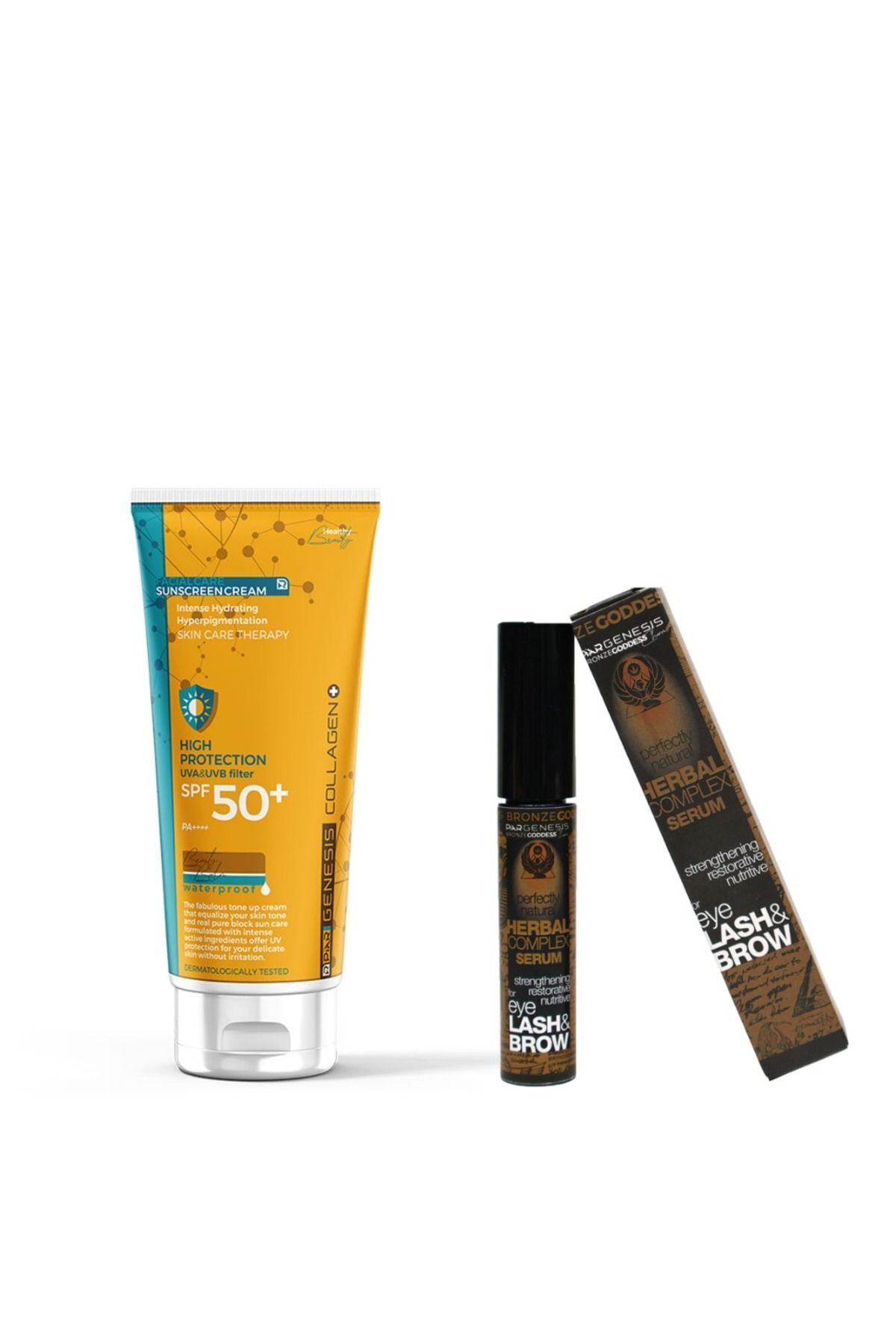 Ton Eşitleyici Renkli Yüz Güneş Kremi 75 ml+Bronze Goddess Charm KAŞ&KİRPİK SERUMU -10ml — 8699691130900