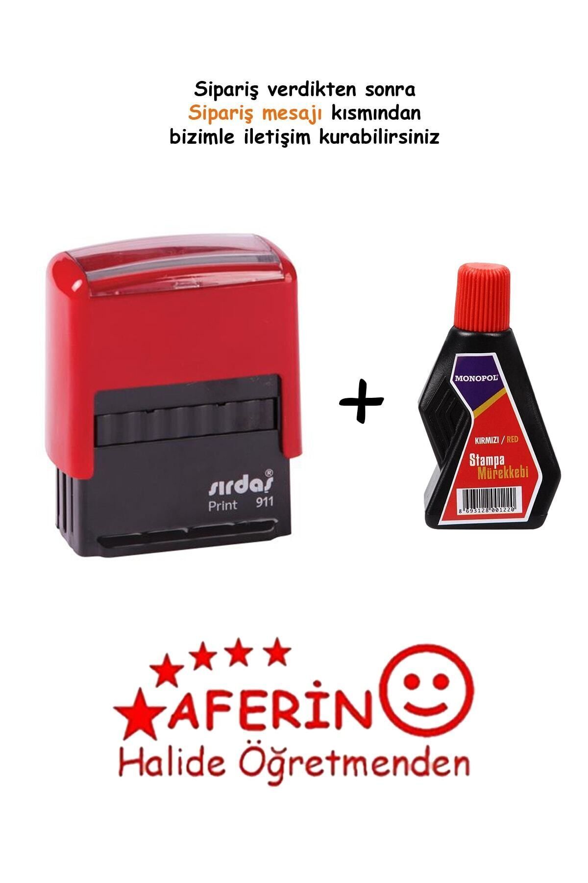 Sırdaş Aferin Kaşesi Özel Yedek 30 Cc Mürekkep (911 MODEL-KIRMIZI KEÇELİ)