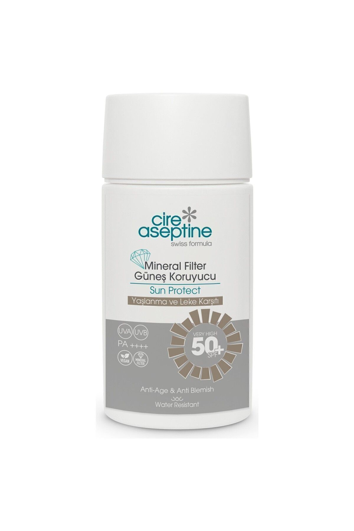 ضد آفتاب ضد پیری و لک 50 Spf 50 میلی لیتری مینرال فیلتر شده Cire Aseptine