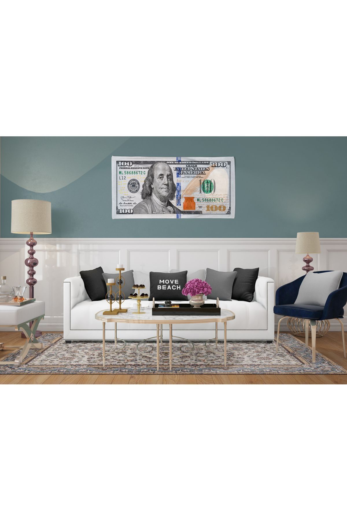 move home-Dollar Patterned Fabric Wall Covering, Wall Tapestry 4