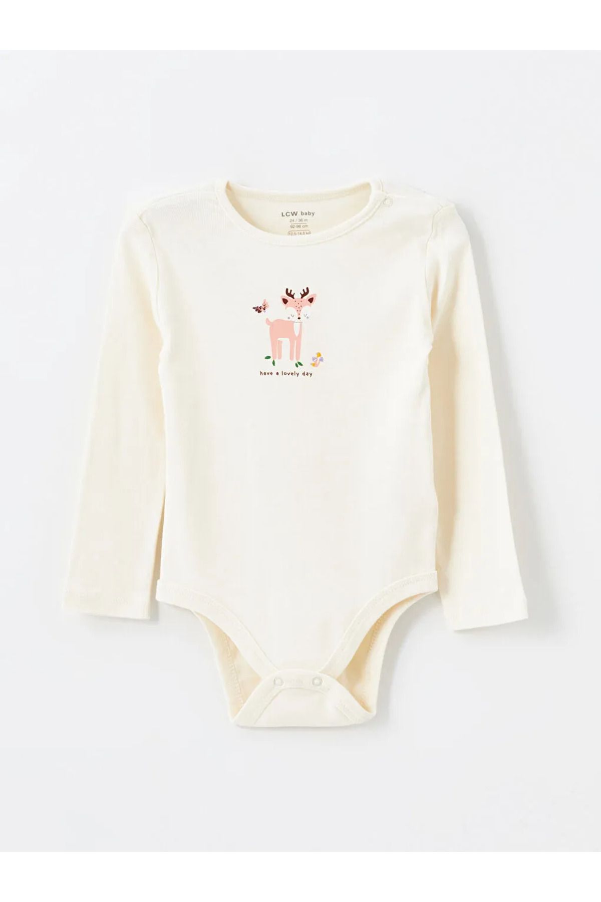 LCW baby Crew Neck Baby Girl Snap-On Body 3-Pece LC Waikiki