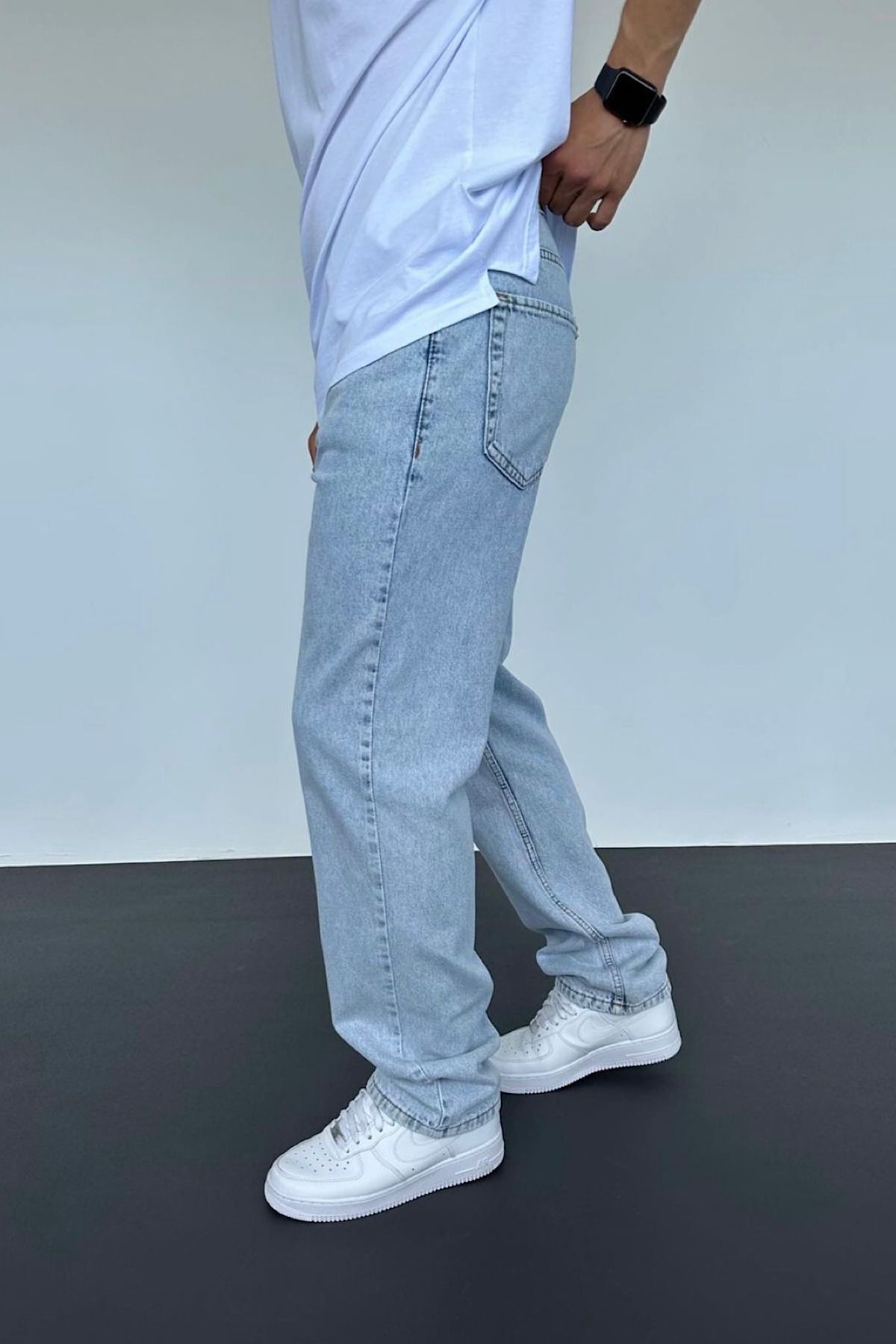 Genel Markalar  Baggy Asit Yıkamalı Açık Mavi Renk Kot Pantolon - Görsel 3