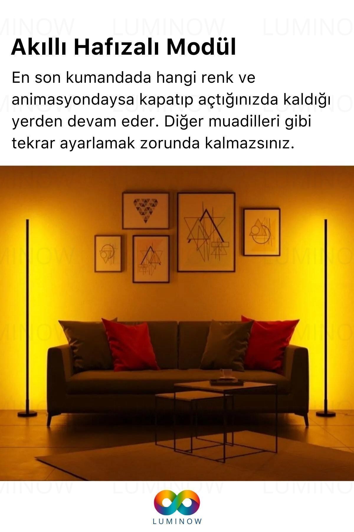 Yeni Nesil Full Renk Led Rgb Stick Animasyonlu Uzaktan Kumandalı Aydınlatma Sistemi Köşe Lambader