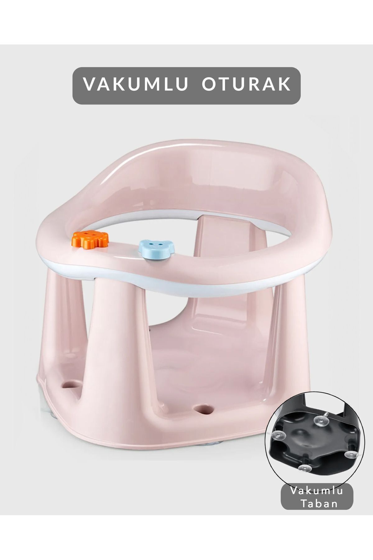 Meleni Baby Bebek Banyo Oturağı - Vakum Tabanlı Bebek Mama Oturağı PEMBE