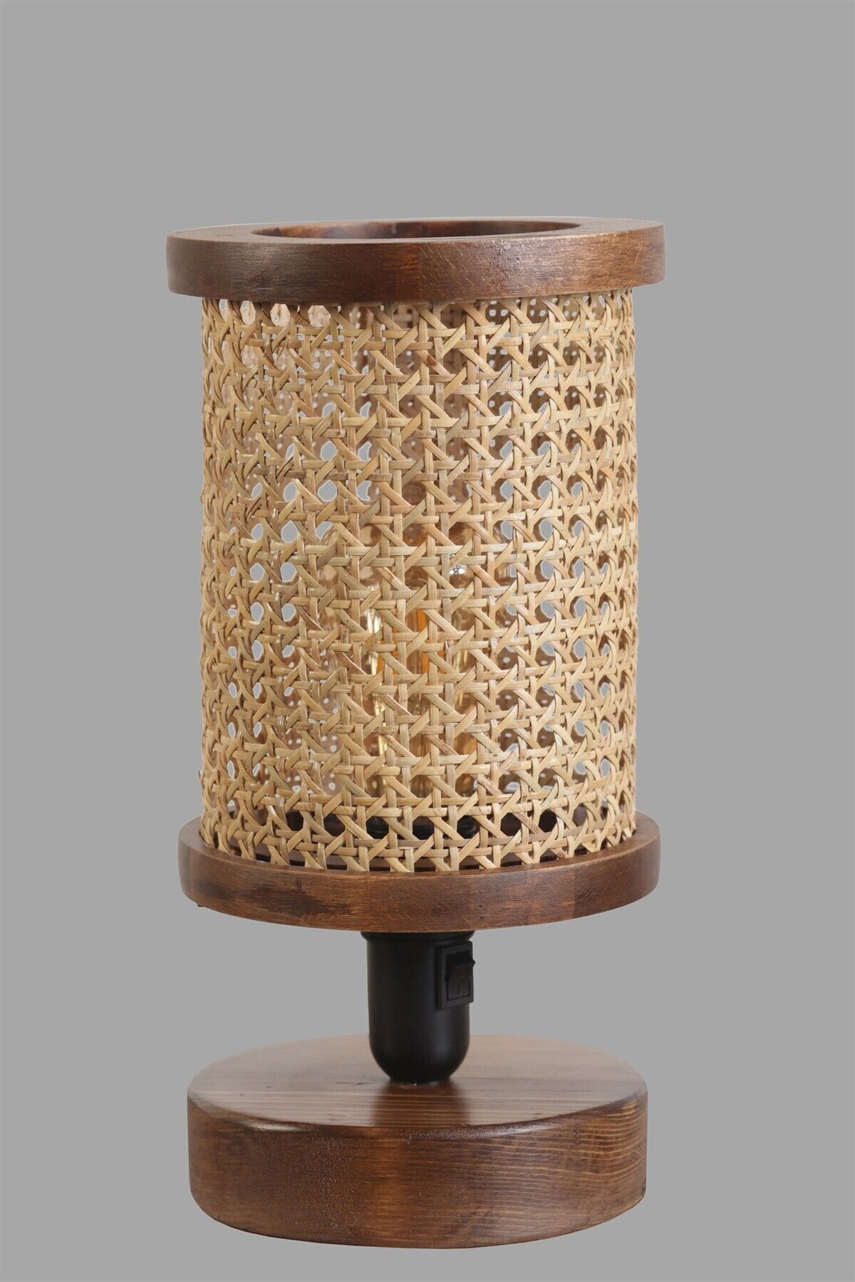 Lumexx-Gizem Walnut Table Lamp with Ratlan Lampshade 3