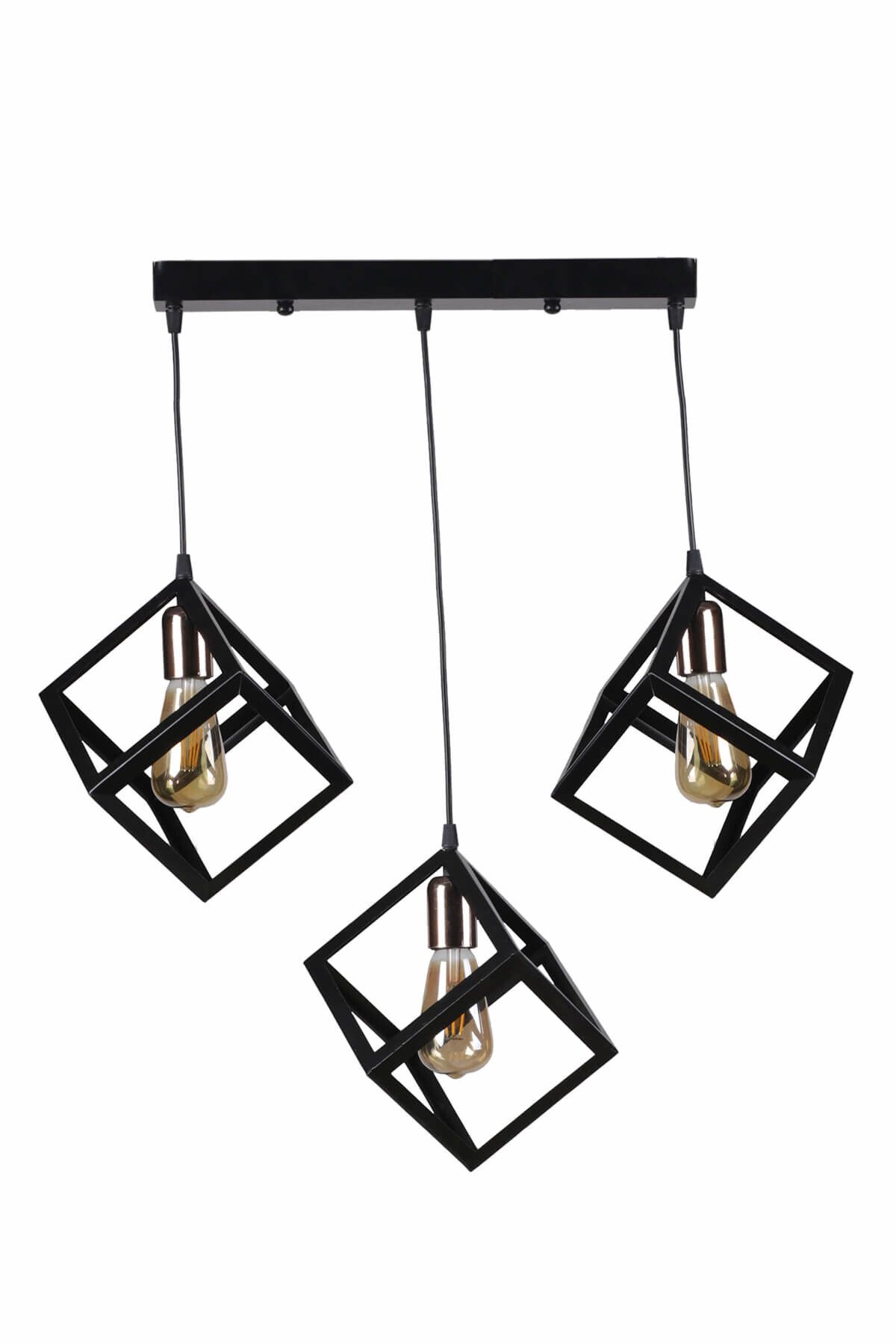 Lumexx-Black Copper 3-Piece Square Pendant Lamp Set - 7824-3 1