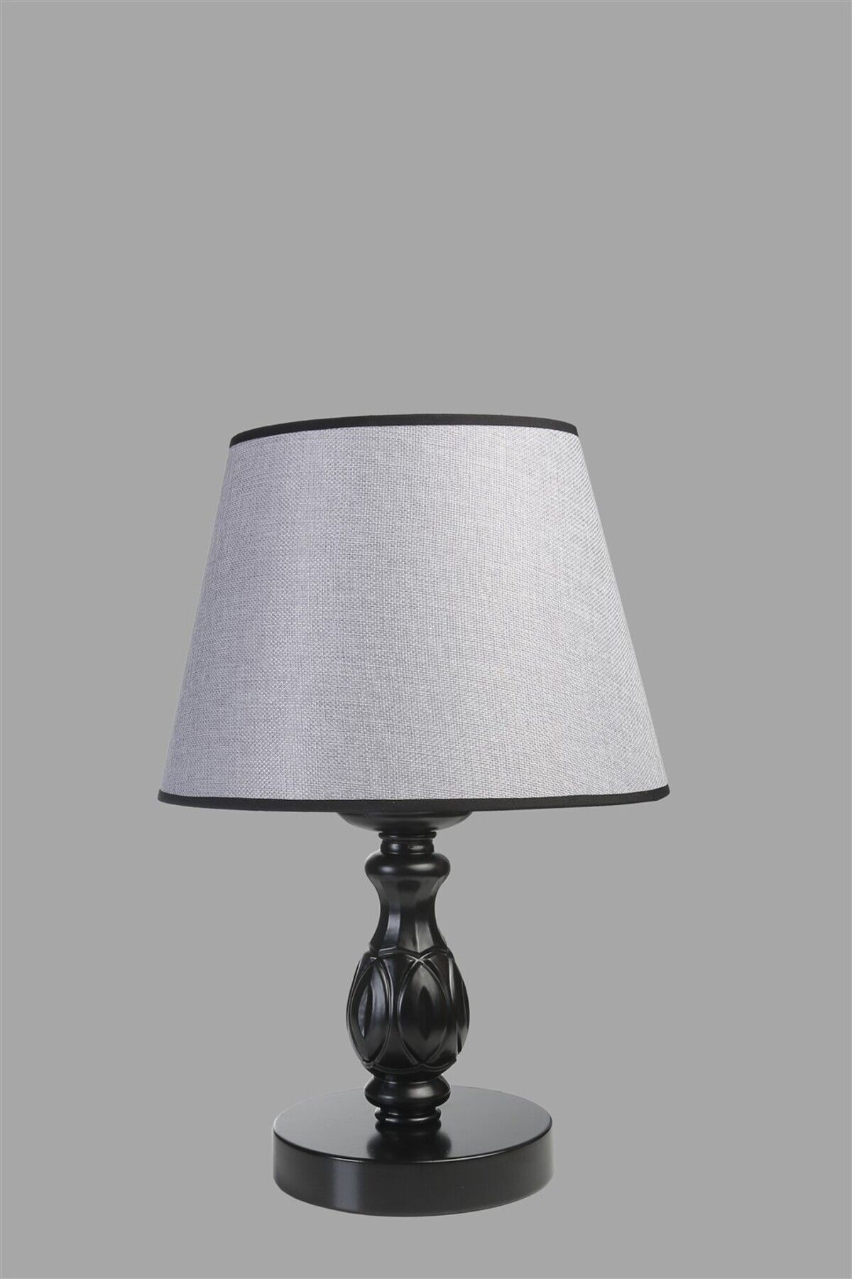 Lumexx-Black Pramit Wicker Table Lamp with Gray Lampshade - Olympic 3