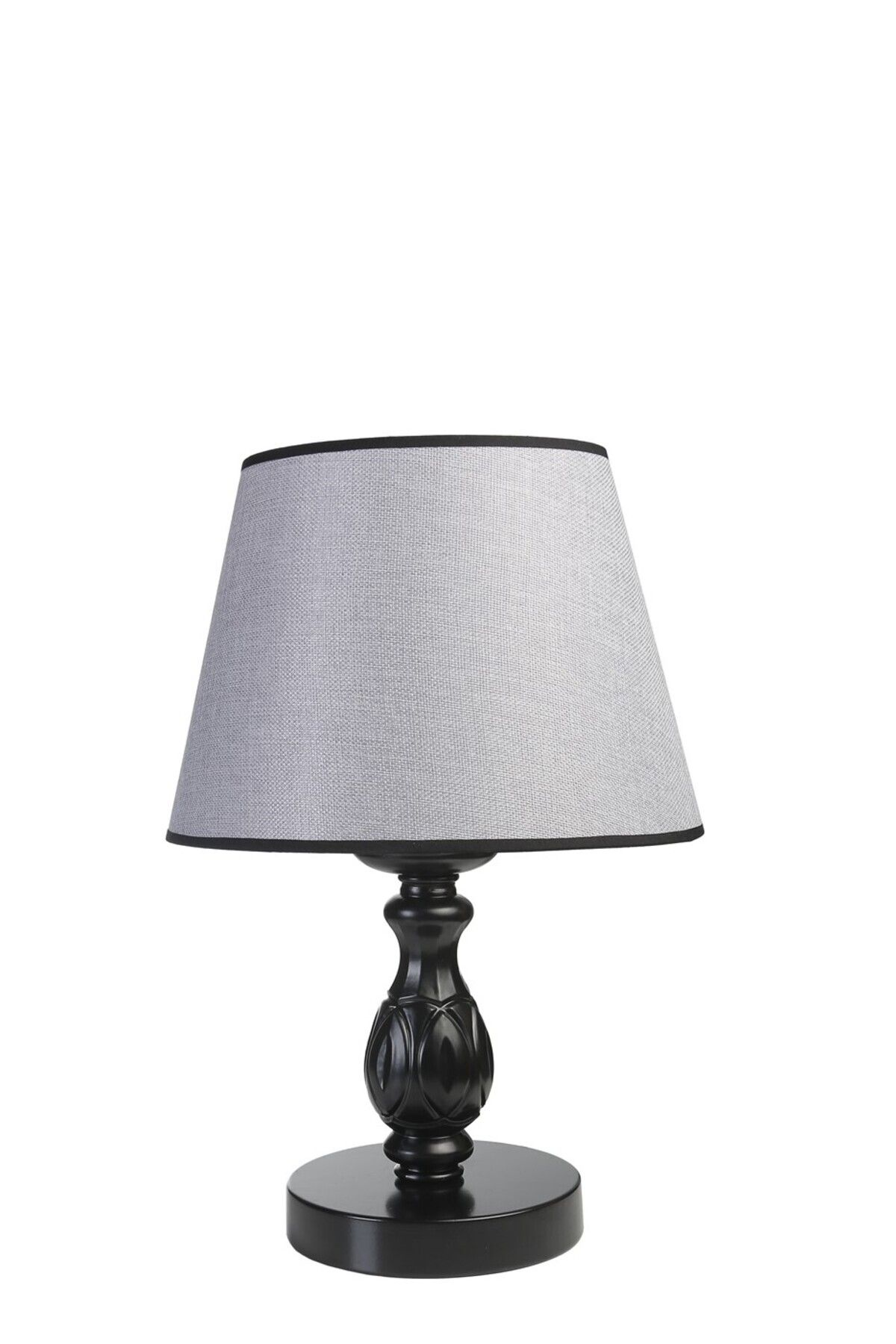 Lumexx-Black Pramit Wicker Table Lamp with Gray Lampshade - Olympic 2