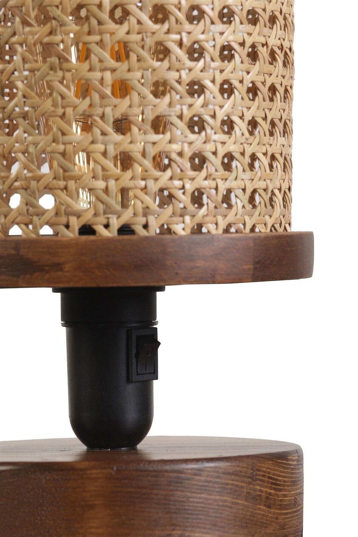 Lumexx-Gizem Walnut Table Lamp with Ratlan Lampshade 4