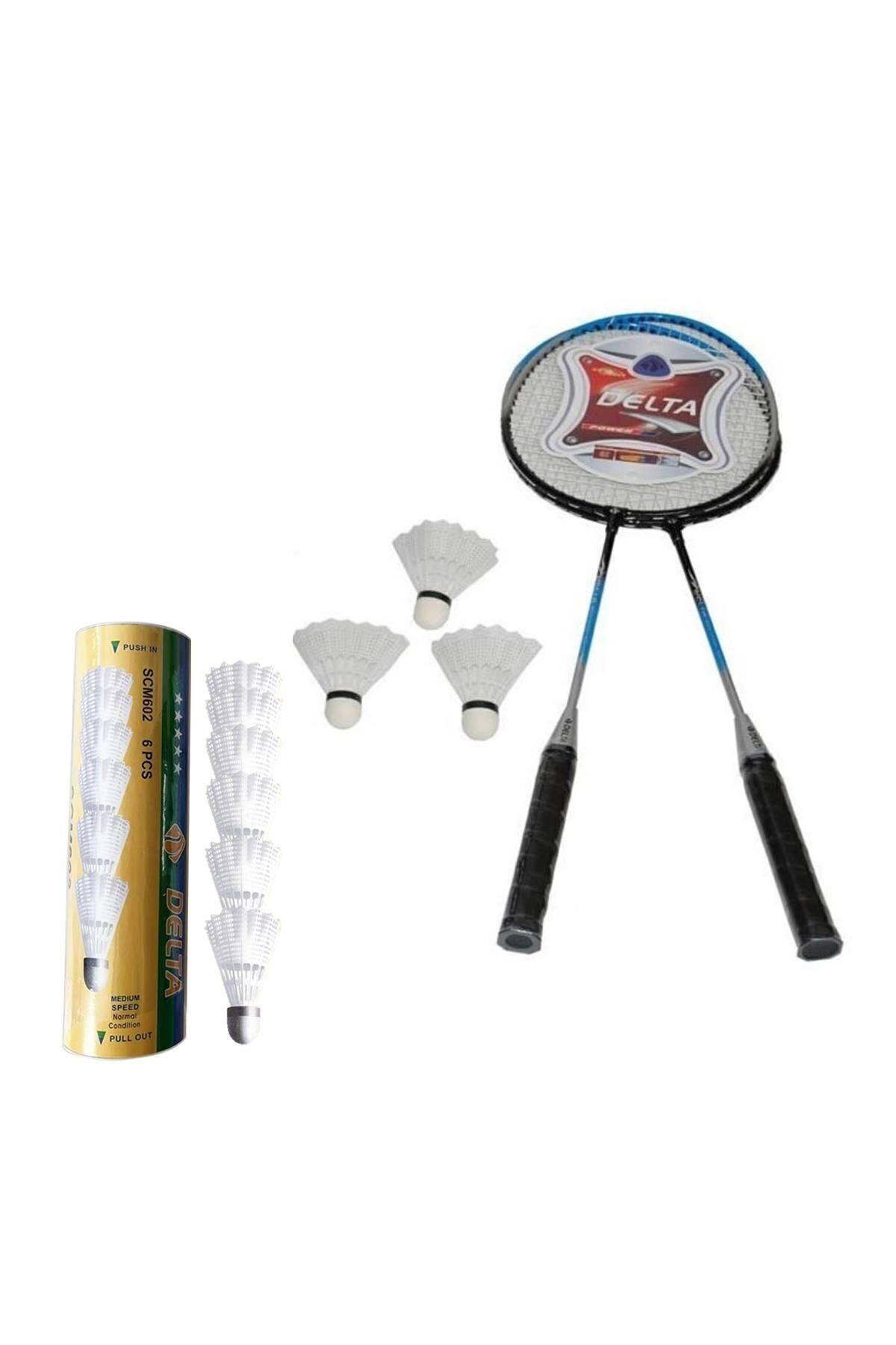 Delta 2 Adet Badminton Raketi + Çantası + 9 Adet Orta Hız Sevenler İçin Badminton Topu Seti