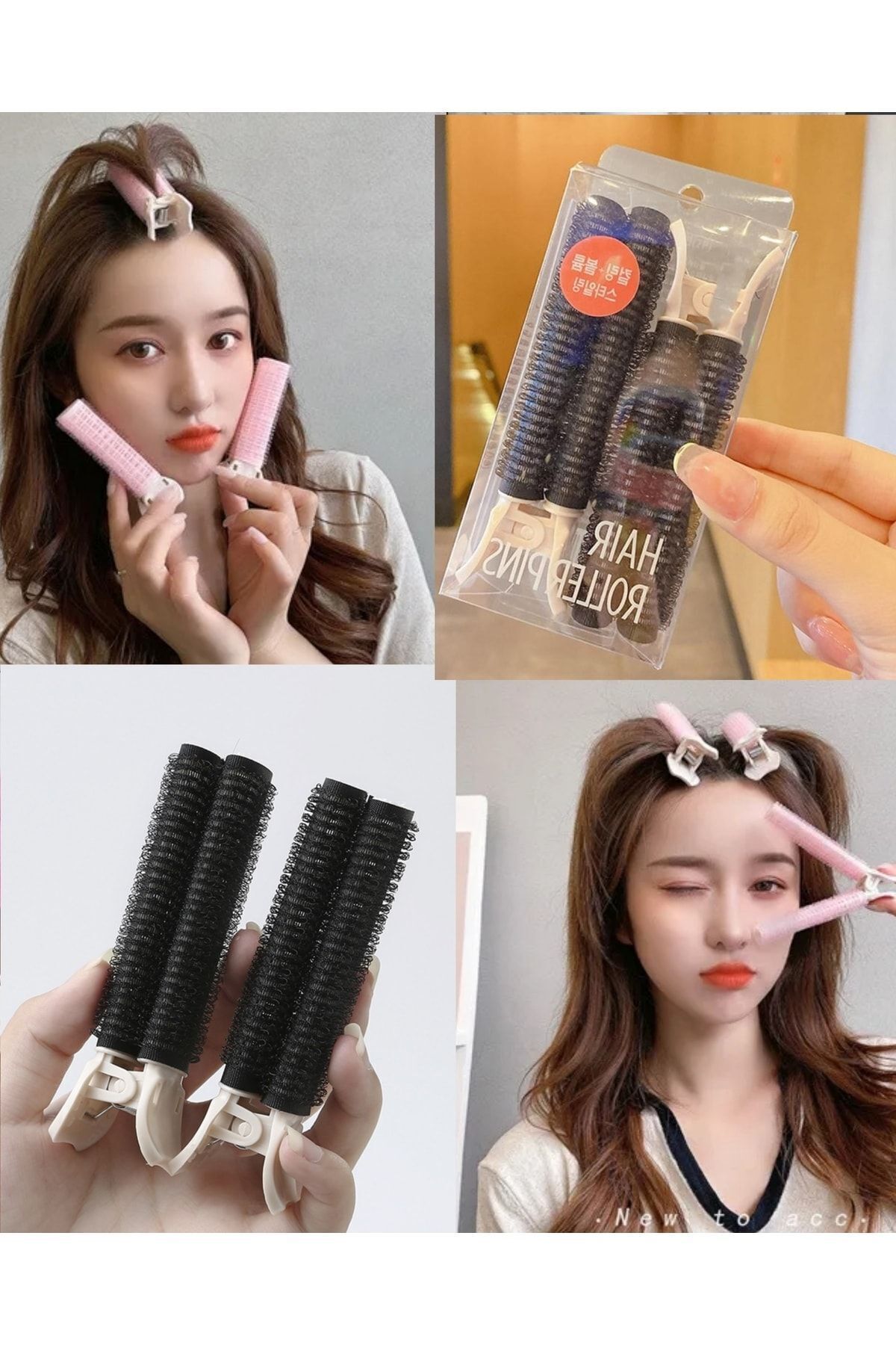 GÜLPEŞE 2 Li Saç Kabartma Tokası, Siyah Bigudi