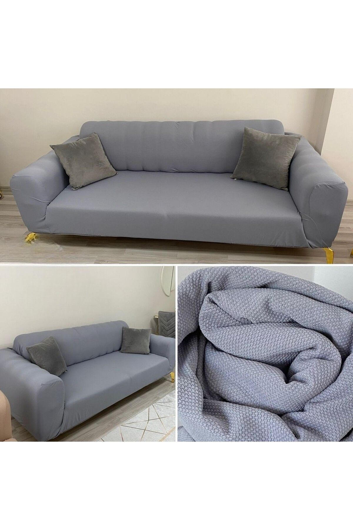 روکش مبل خاکستری دخترانه و پسرانه بچگانه LYCRA انعطاف پذیر 3 صندلی پوششی رولا BTF HOME