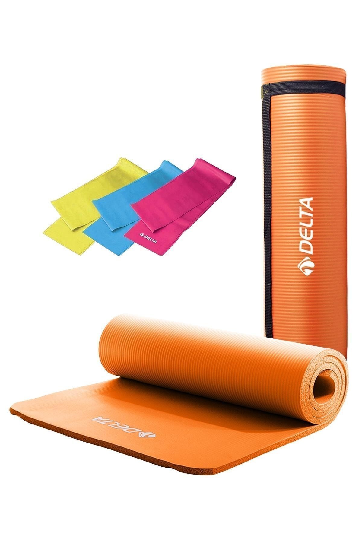 Konfor Zemin 10 Mm Taşıma Askılı Pilates Minderi 3'lü Pilates Bandı Egzersiz Direnç Lastiği