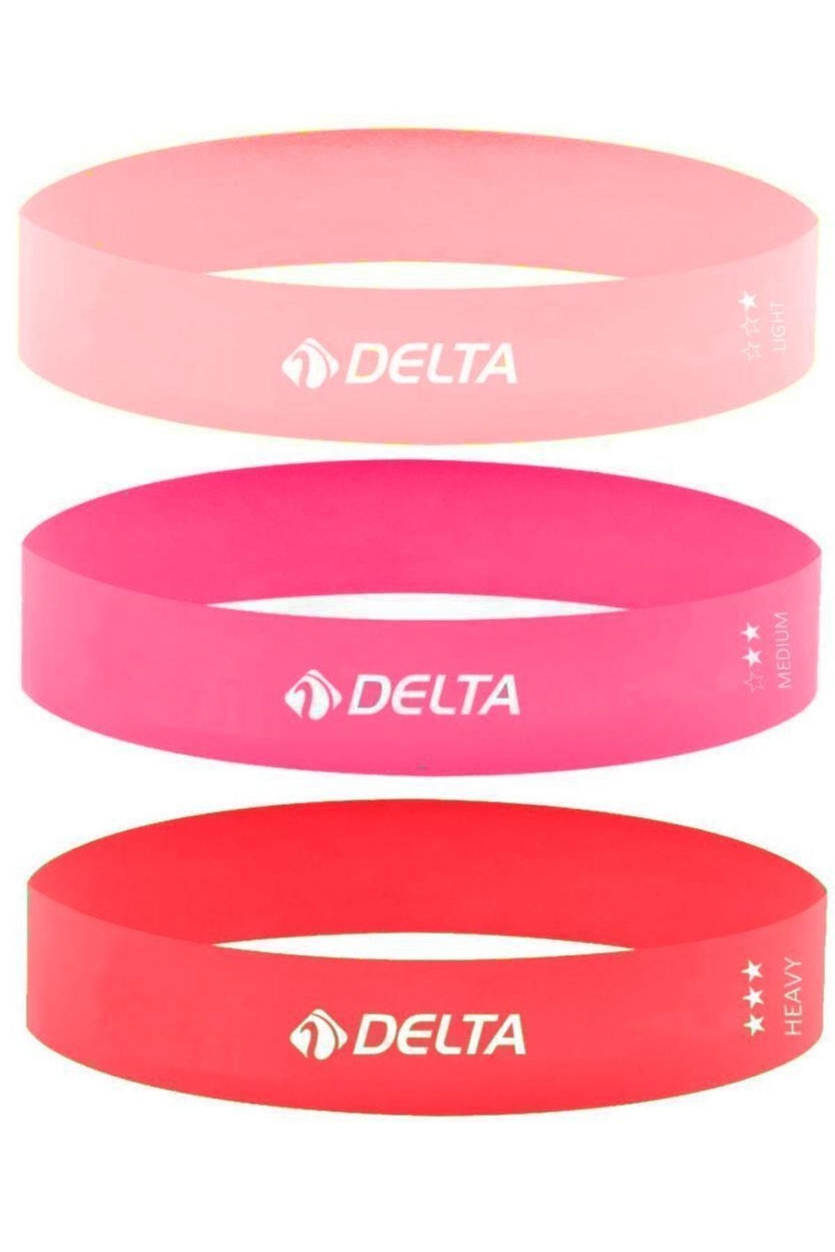 Delta Latex 3'lü Aerobik Pilates Direnç Egzersiz Bandı Squat Çalışma Lastiği (Uç Kısmı Kapalı)