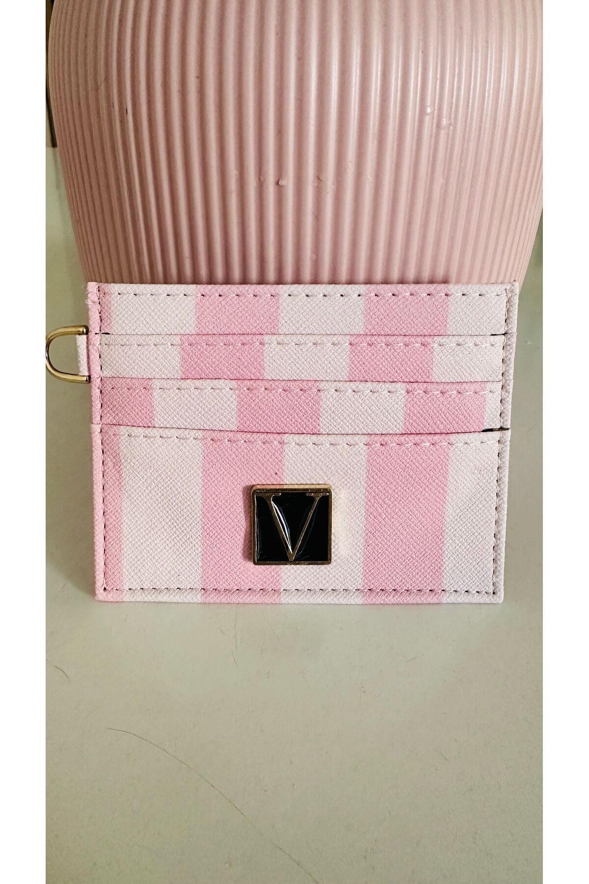 chocolatebag KADIN PUDRA PEMBE SUNİ DERİ DESENLİ  KAĞIT PARA BÖLMELİ ŞIK & İNCE KARTLIK