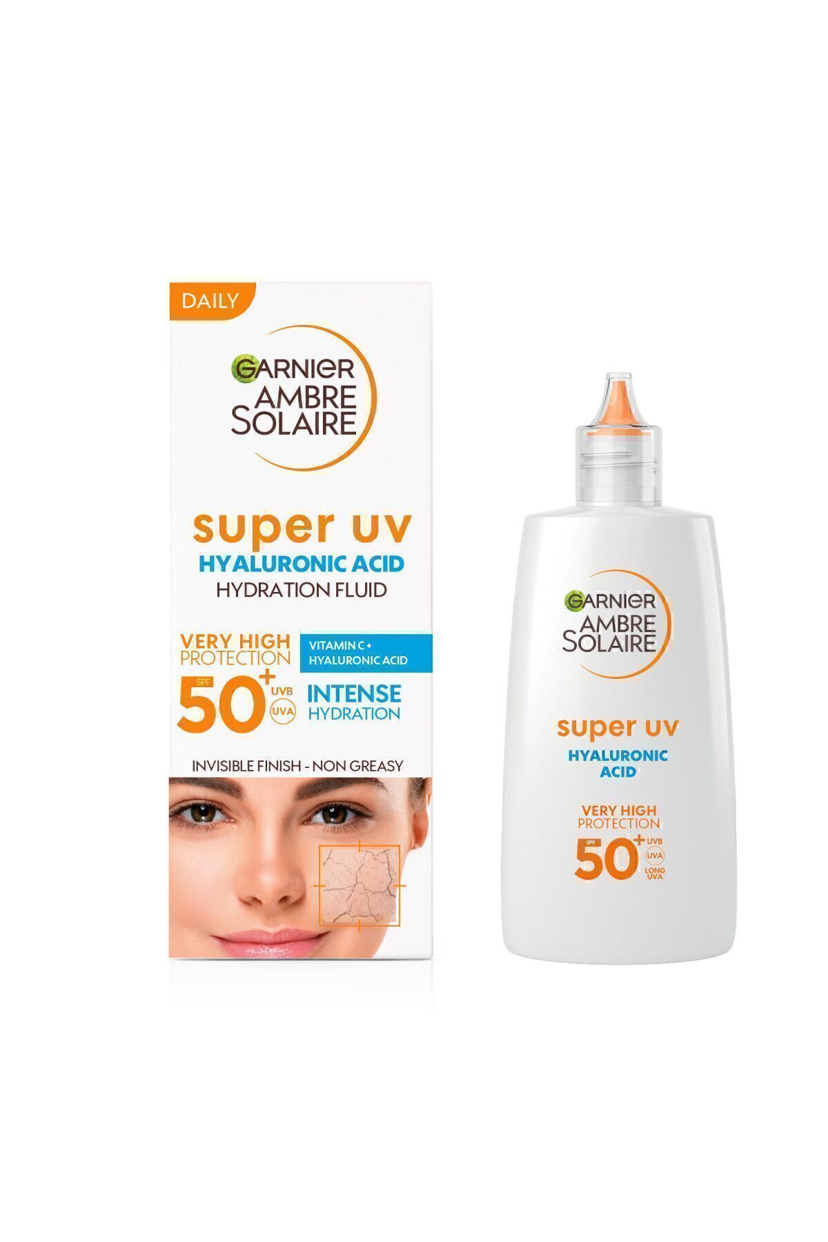 کرم ضد آفتاب روزانه Ambre Solaire Hyaluronic Acid ضد خشکی کرم صورت Spf50 40ml Garnier
