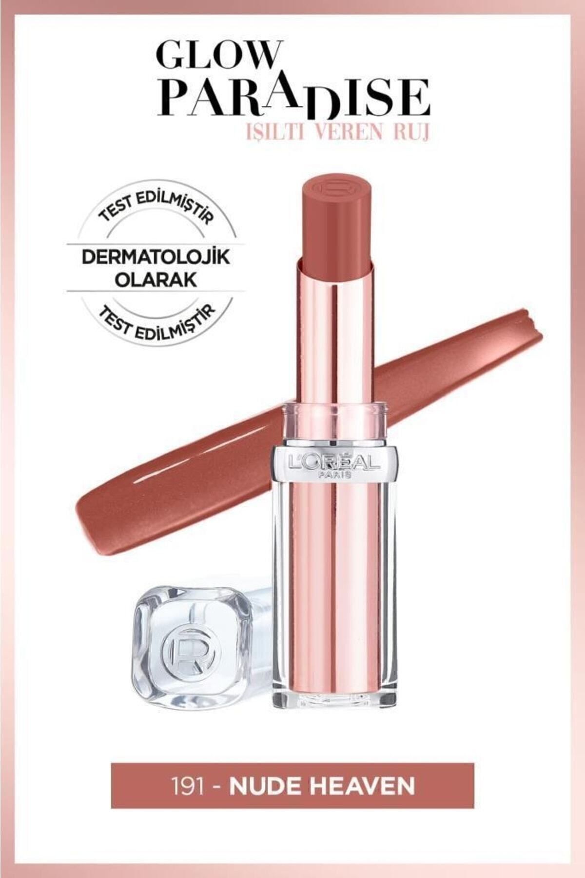 رژ لب براق 191 Nude Heaven & Mini Paradise ریمل 4.7 میلی لیتری بالم در رژ لب L'Oreal Paris