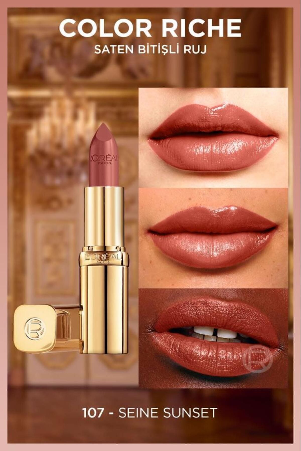 رژ لب رنگی ریچ ساتن فینیش 107 سن غروب - برهنه L'Oreal Paris