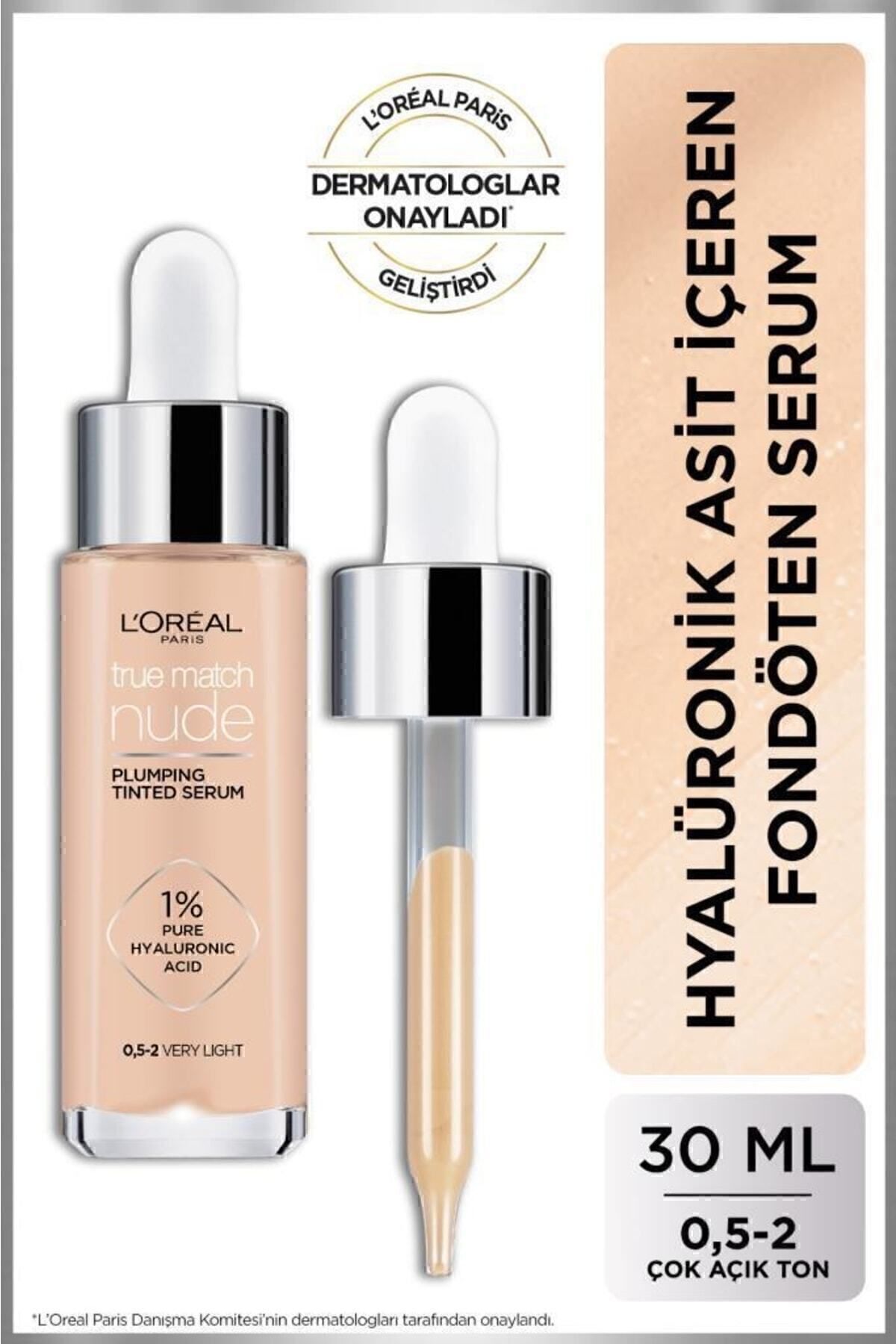 سرم فونداسیون True Match Nude 0.5-2 بسیار سبک و پرکننده Revitalift سرم 1.5% اسید هیالورونیک خالص L'Oreal Paris