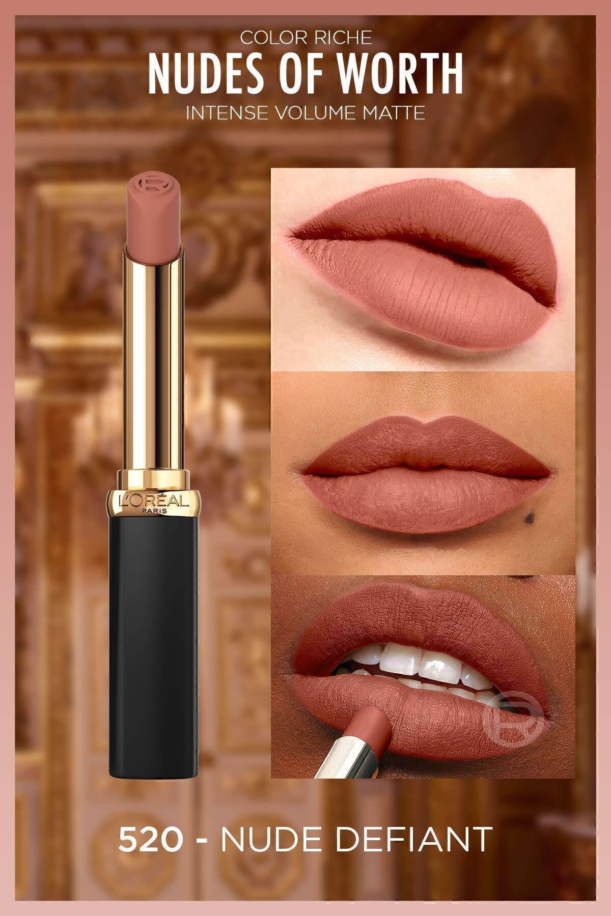 رژ لب مات حجم دهنده Color Riche Intense - 520 Nude Defiant L'Oreal Paris
