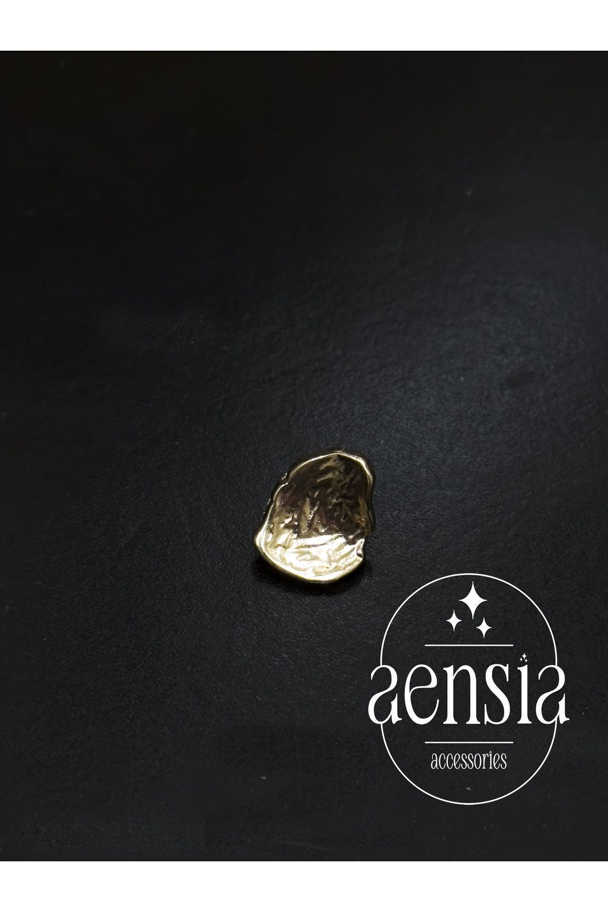 aensia-Light Gold Wrinkled Asymmetric Curved Shell Model Metal Coat Jacket Button 1.52 CM Button - Pack of 10 3