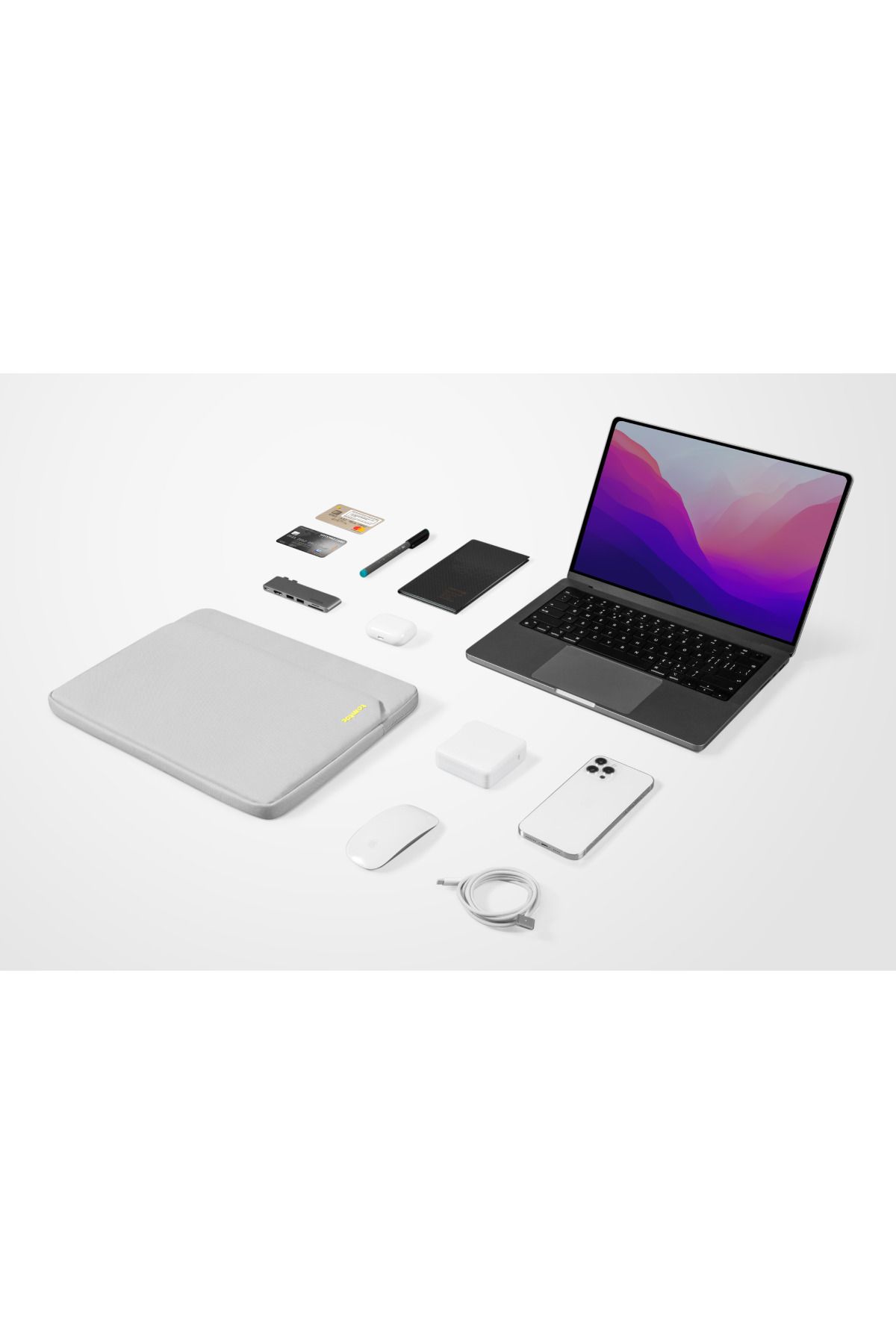 کیف نوت بوک خاکستری A18 13 INC PRO CASE سازگار Tomtoc