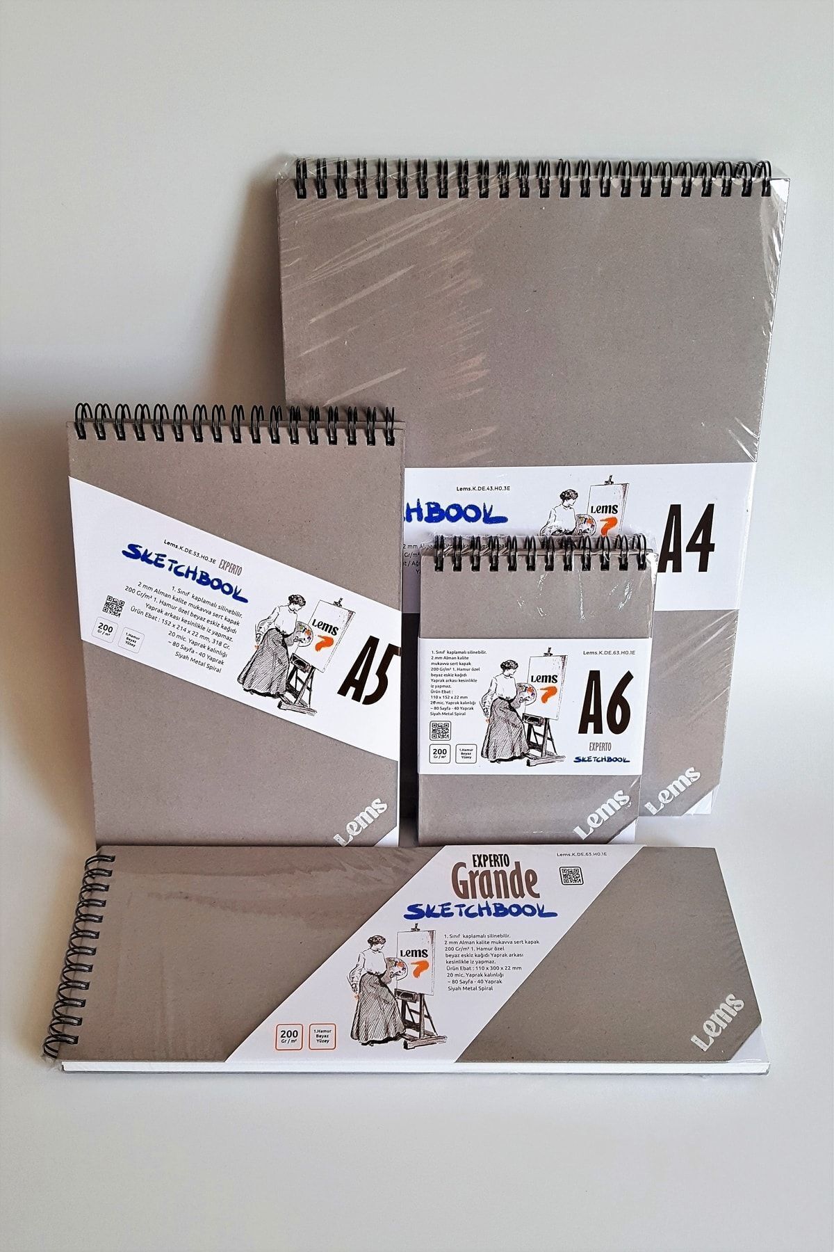 Lemsstudio-مجموعة إكسبيرتو 200 جرام مكونة من 4 قطع A5-A4-A6-Grand (SKETCHBOOK) كراسة الرسم 3