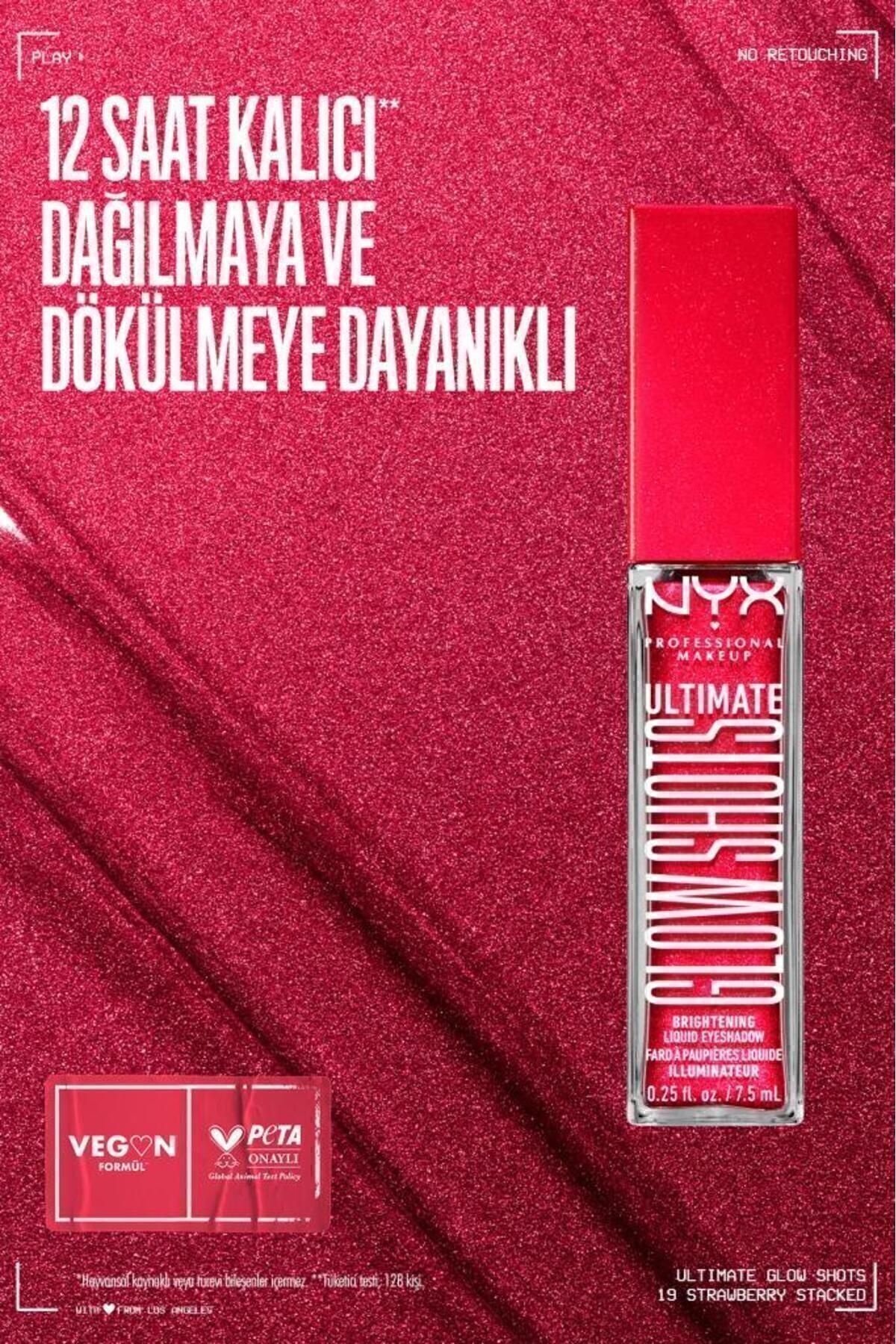 سایه چشم مایع درخشان Ultimate Glow Shots - 19 Strawberry Stacked NYX Professional Makeup