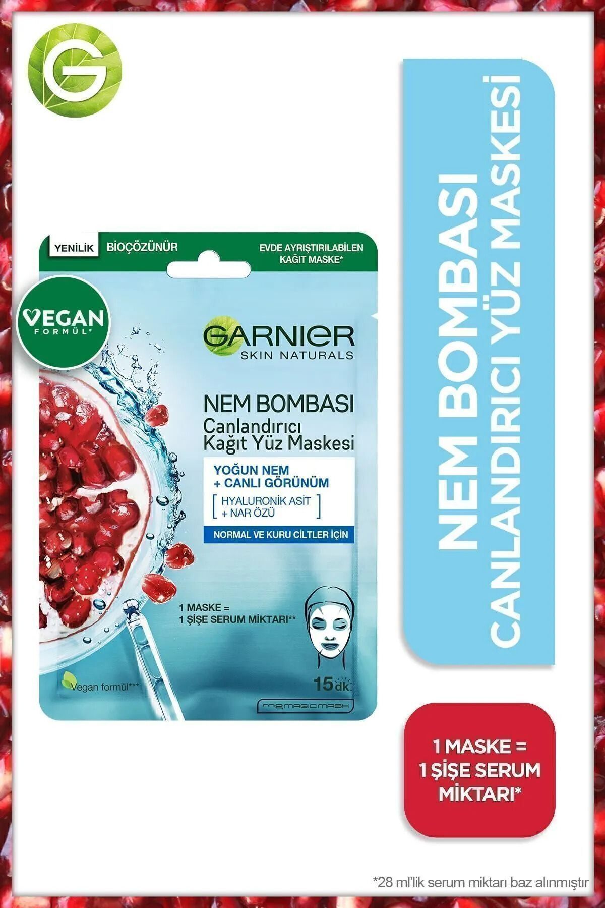 STD Moisture Bomb Revitalizing Paper Mask 28 گرمی 3 بسته کلاسیک Garnier