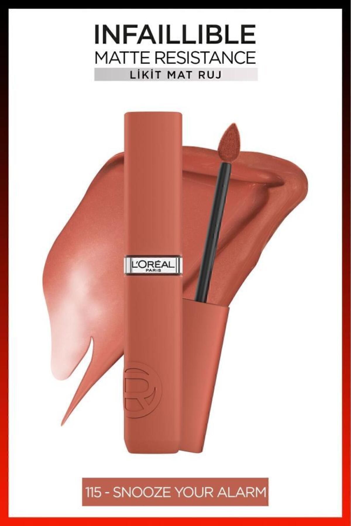 ریمل لیفت تلسکوپی و رژ لب مایع مات مقاوم Infaillible - 115 Snooze Your Alarm L'Oreal Paris