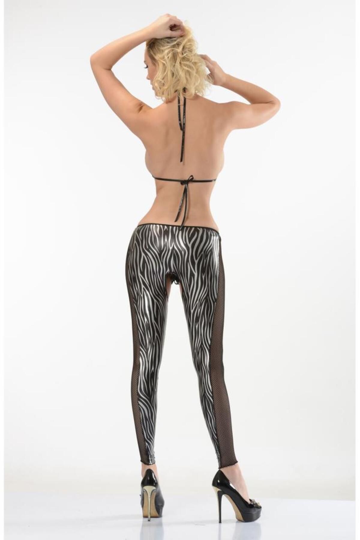 Sistina-Zebra Patterned Lame Body Socks 490 4