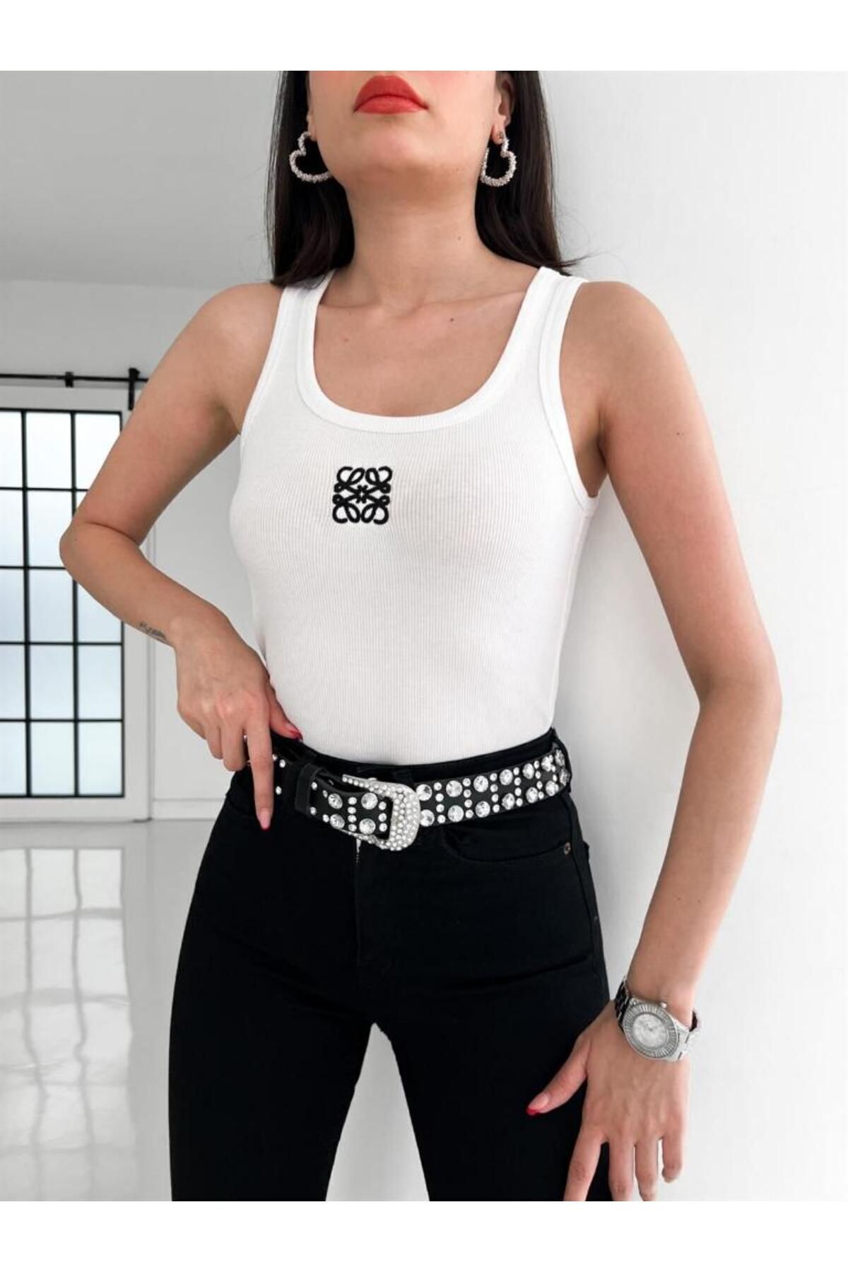 YouLikeButik White Embroidered Athlete