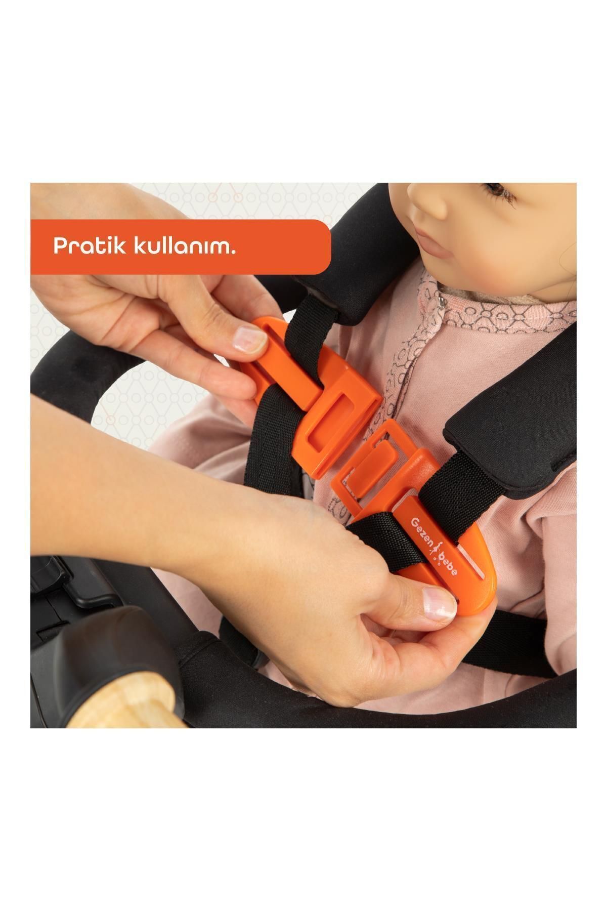 Gezenbebe Bebek Emniyet Kemer Klipsi – Oto Koltuğu, Puset & Mama Sandalyesi Uyumlu |(Turuncu) fotoğrafı 5 (önizleme)