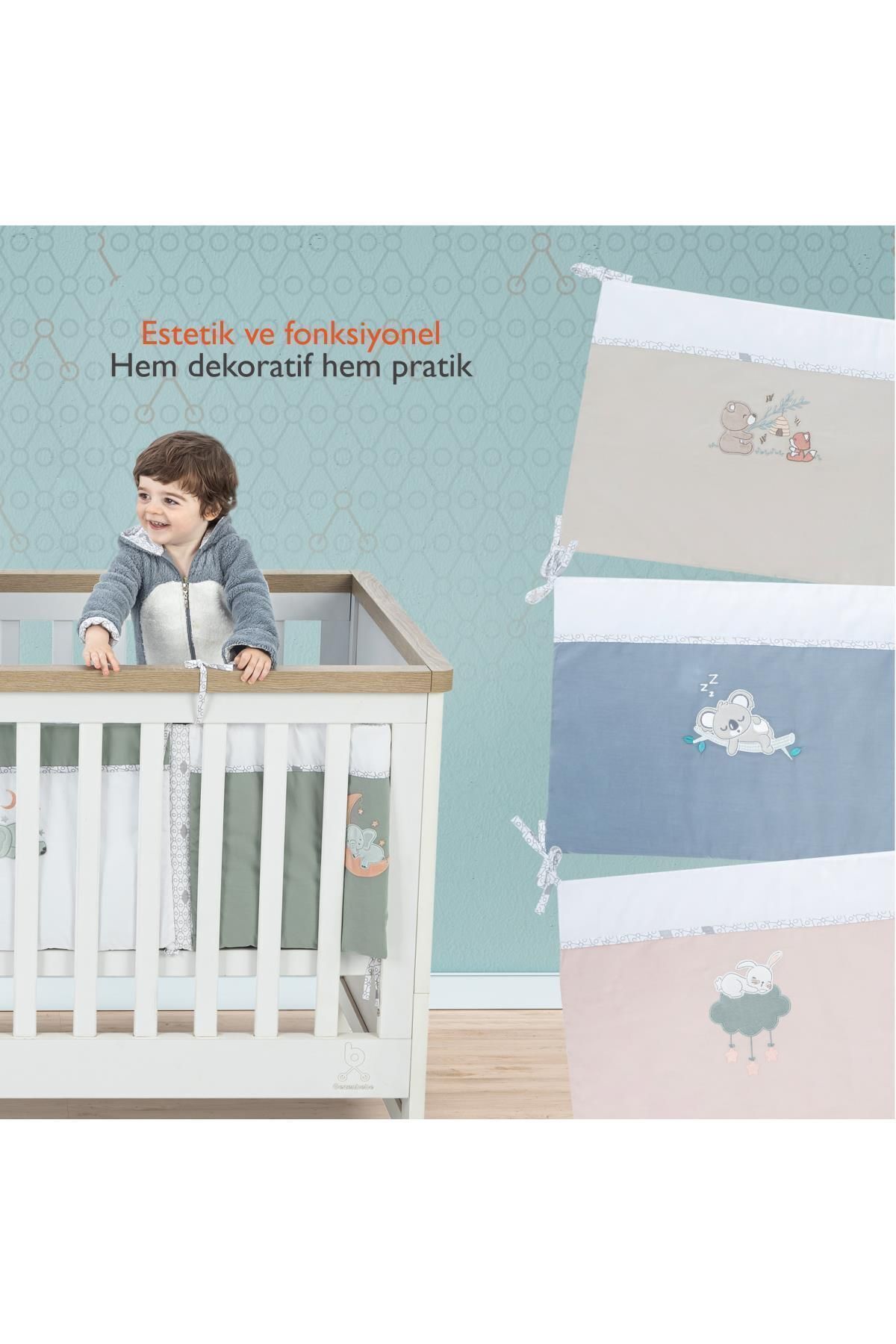 Hero Bebek & Çocuklar Için Nakışlı Karyola Kenar Koruyucu (40X180) Koala 4