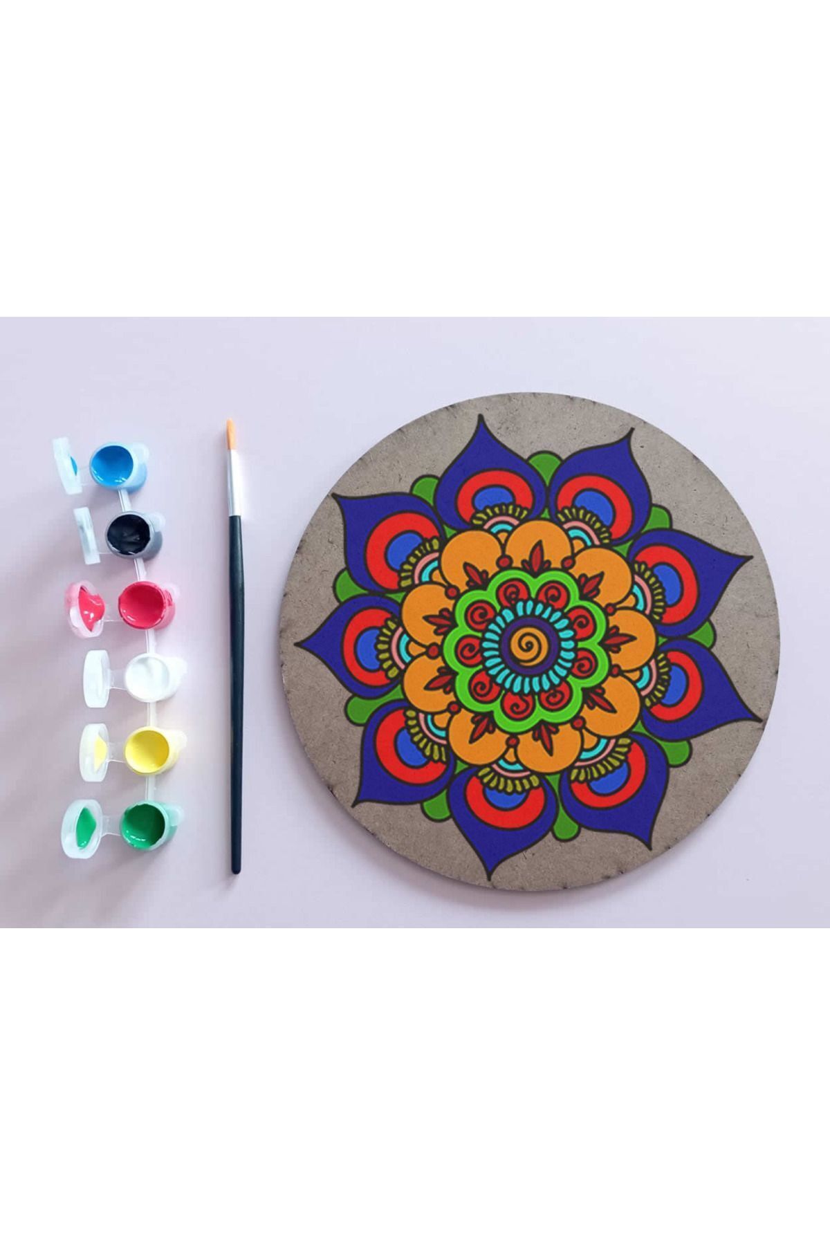 dudu ahşap AHŞAP MANDALA 20x20 cm DAİRE MDF Üzerine UV Baskı Modeller- DESENLİ3 Mandala Set Boyama