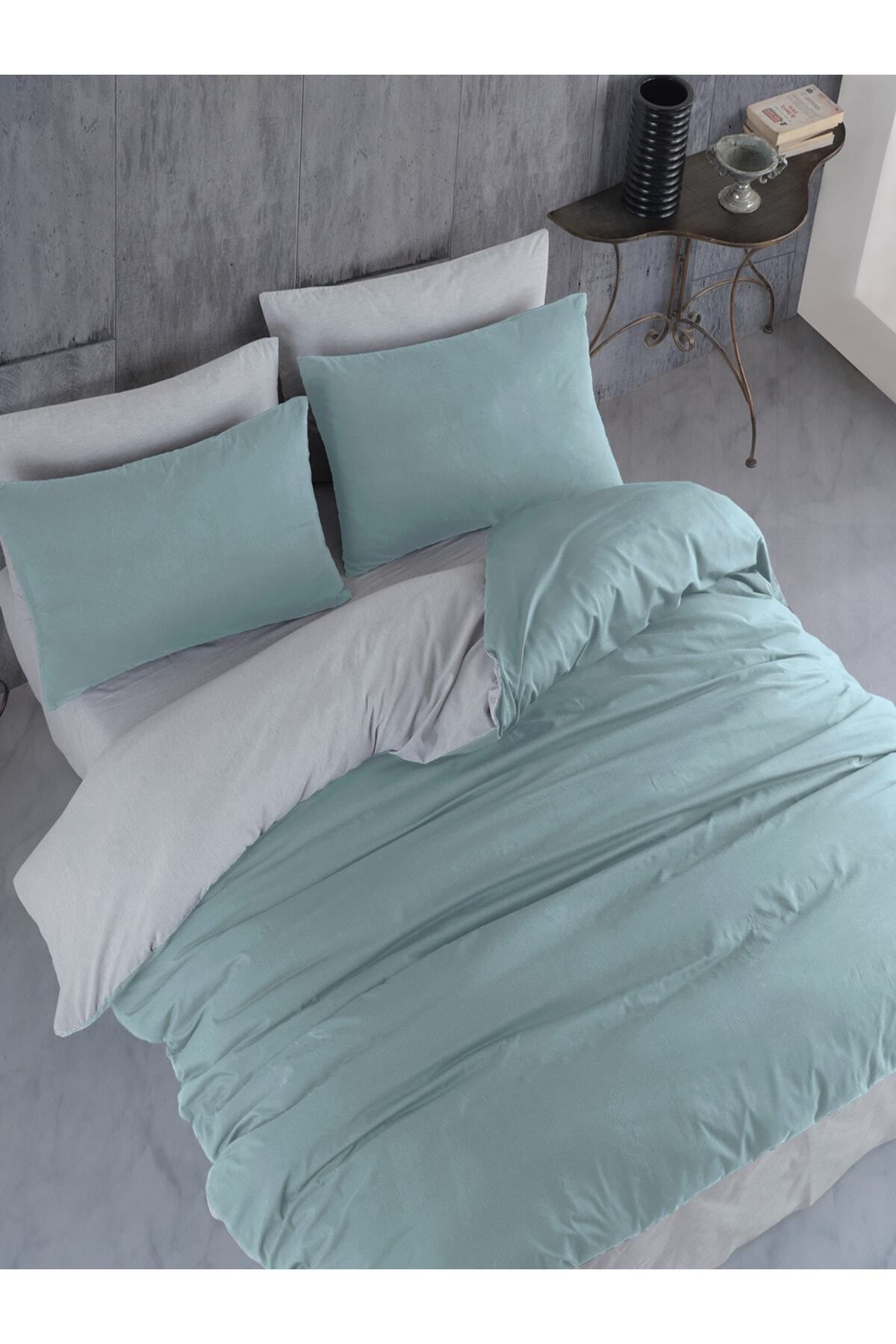 NANOSOFT Set Cuvertură Dublu Mărime (oversize) Verde-menta-gri - One Size
