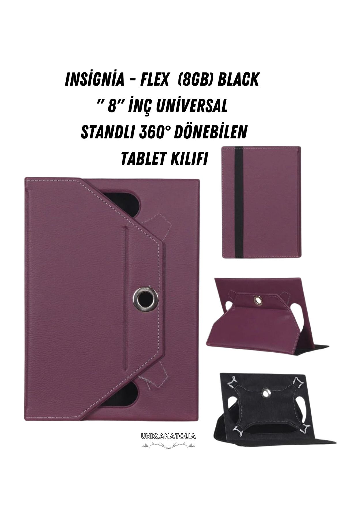 UniqAnatolia-Insignia - Flex (8Gb) Black 8" Universal Stand 360 °   Rotatable Tablet Case 1
