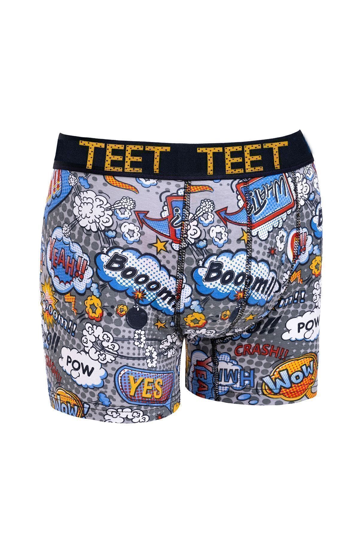 TEET Erkek Boxer Premium 4'lü Set Pamuklu Likralı Desenli Hediyelik görsel 4