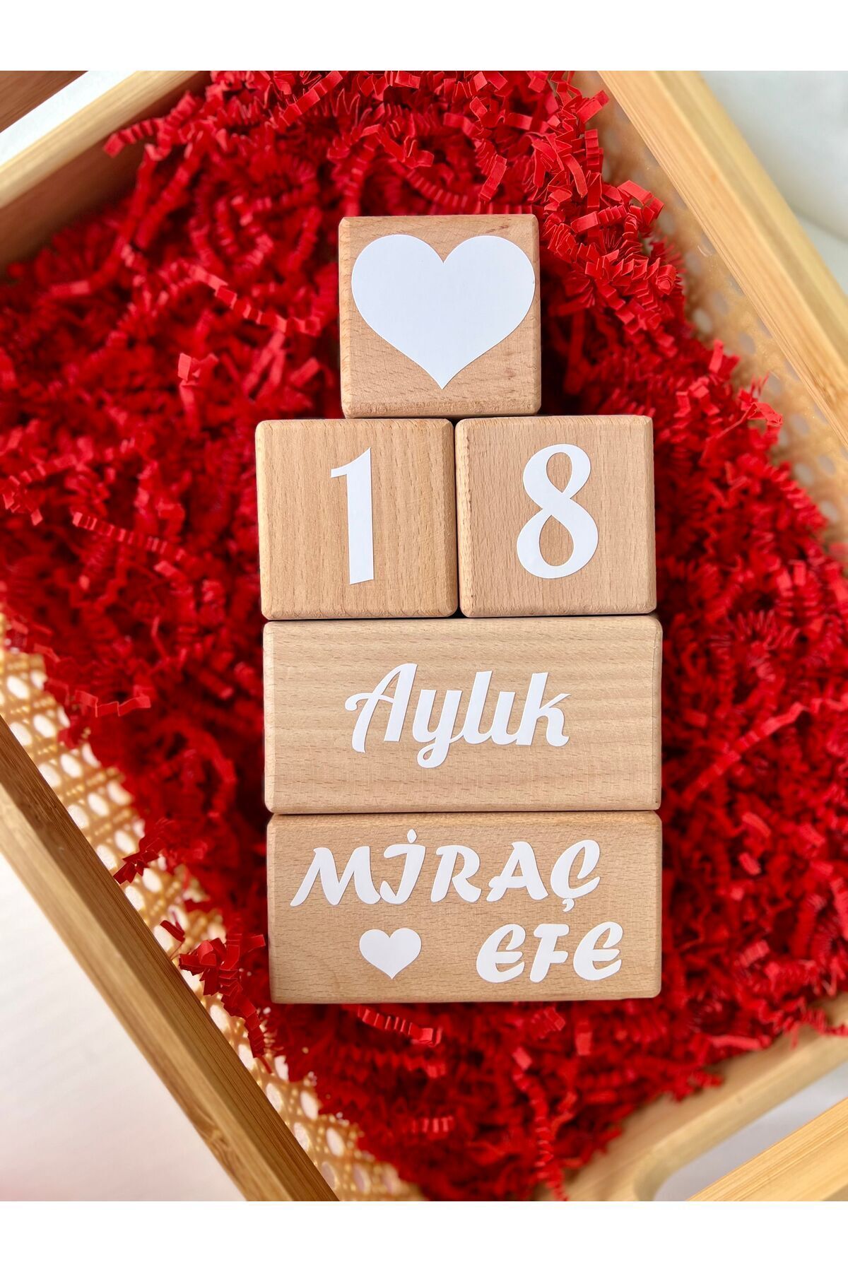 İsimli bebek anı küpü 2li set beyaz