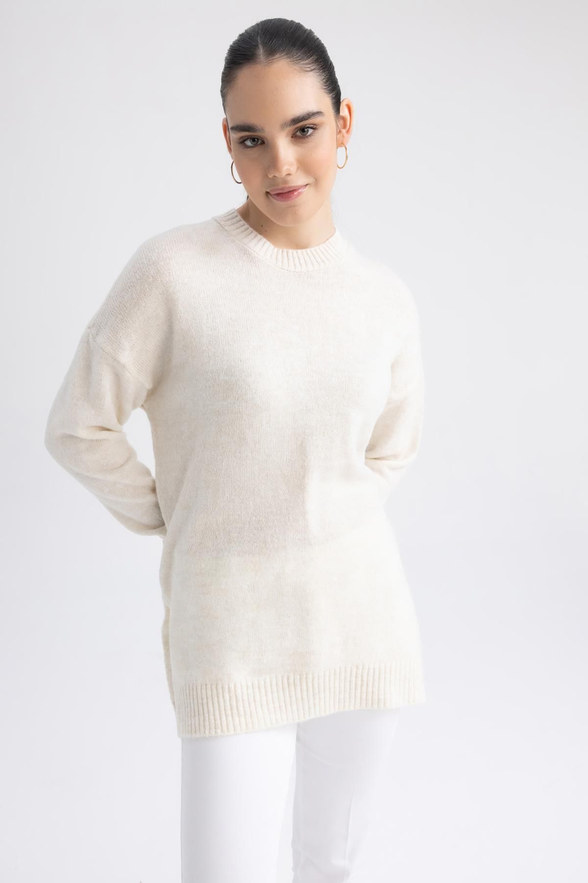 DeFacto-Relaxed Cut Crew Neck Sweater Tunic - Y3635Az22Wn 5