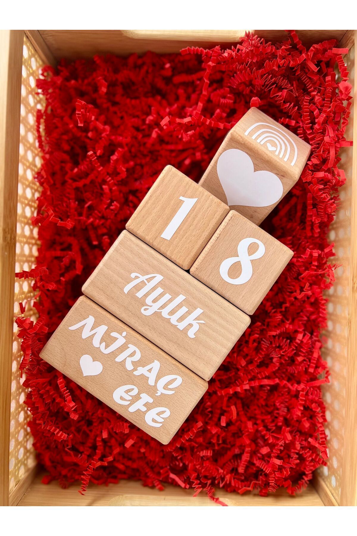 İsimli bebek anı küpü 2li set beyaz