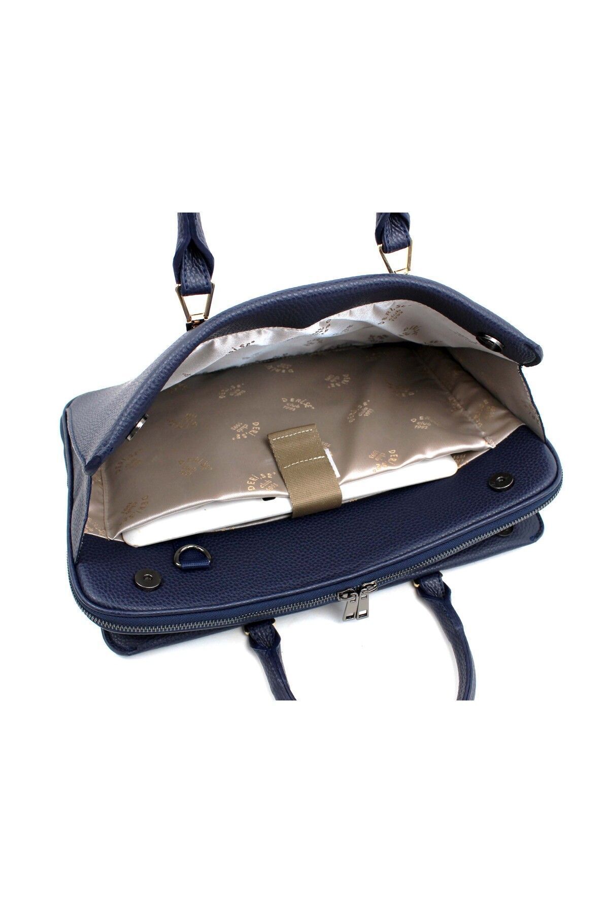 deri,se club  Kadın Lacivert Askılı Dosya Evrak 13 & 14 Inç Laptop Ve Evrak Çantası - Görsel 6