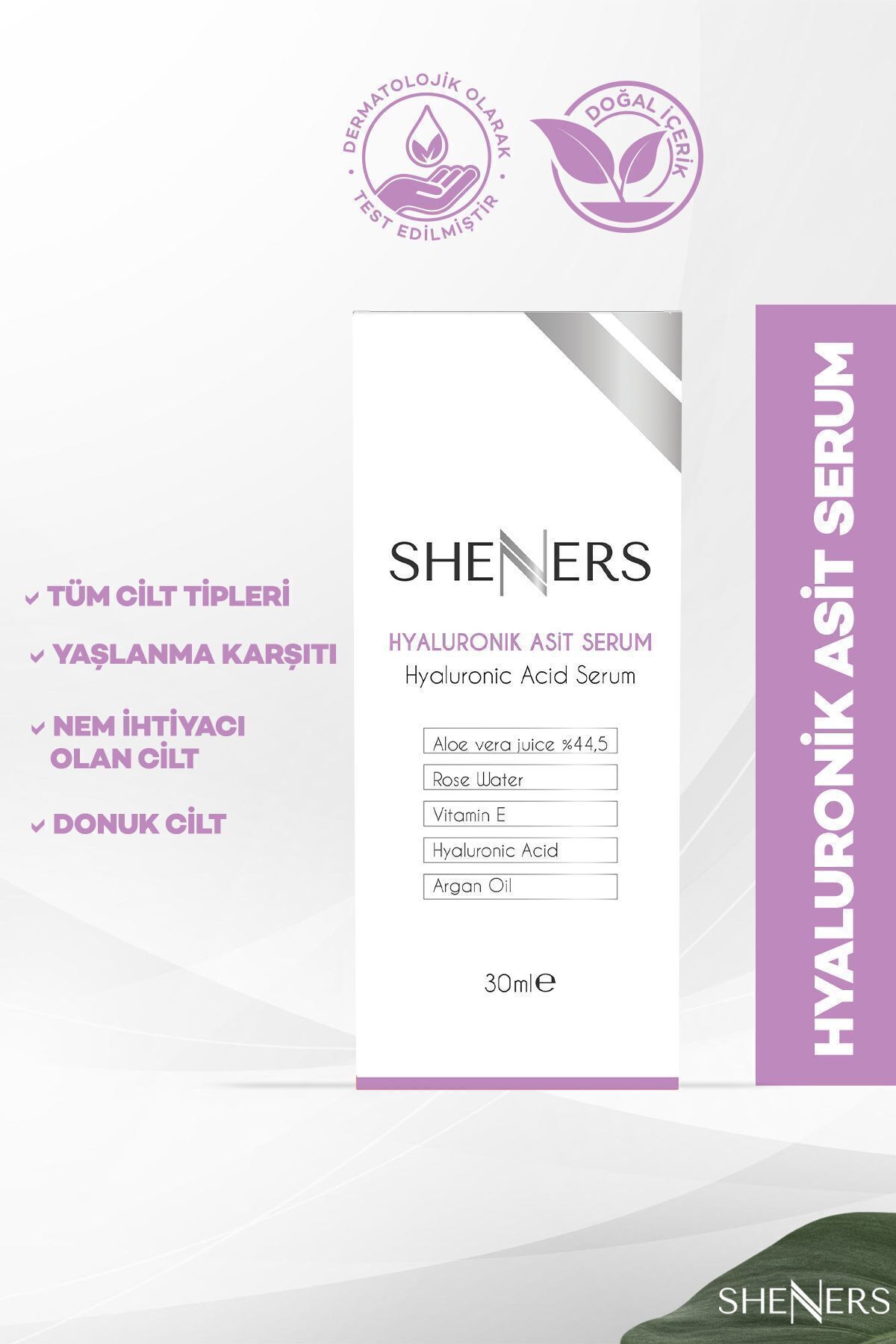 سرم هیالورونیک اسید با اثر مرطوب کنندگی و حجیم کننده قوی 30 میلی لیتر Sheners