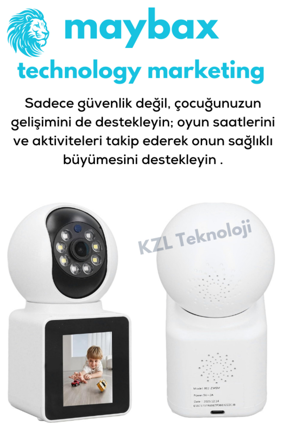 Maybax Ekranlı Görüntülü Görüşme Sağlayan Yeni Nesil Akıllı Kamera Ev-Ofis-Bebek-Yaşlı Hasta Kamerası fotoğrafı 4 (önizleme)